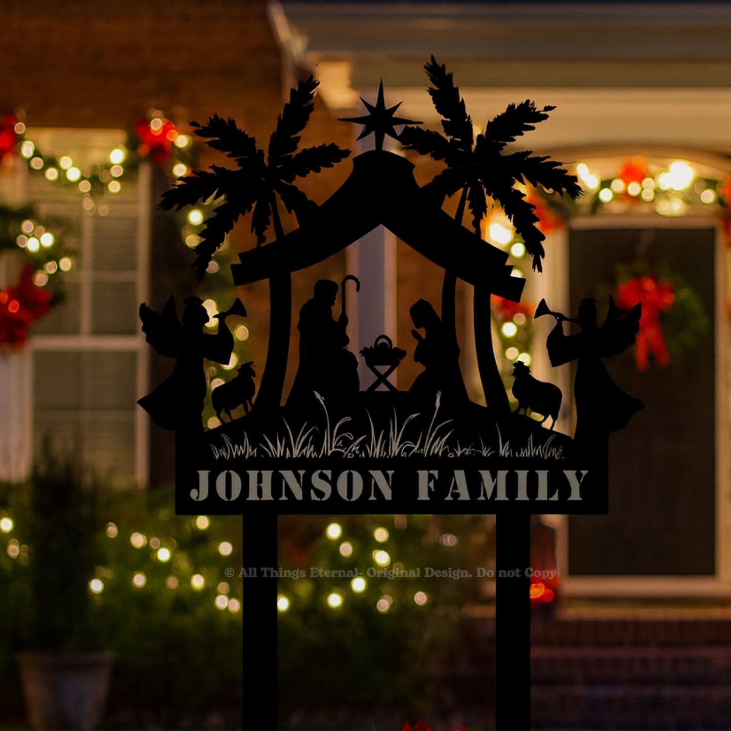 Personalized Nativity Metal Yard Sign | Custom Christmas Decor