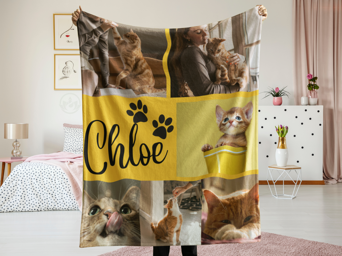 Custom Cat Blanket with Name & Photo – Personalized Pet Gift