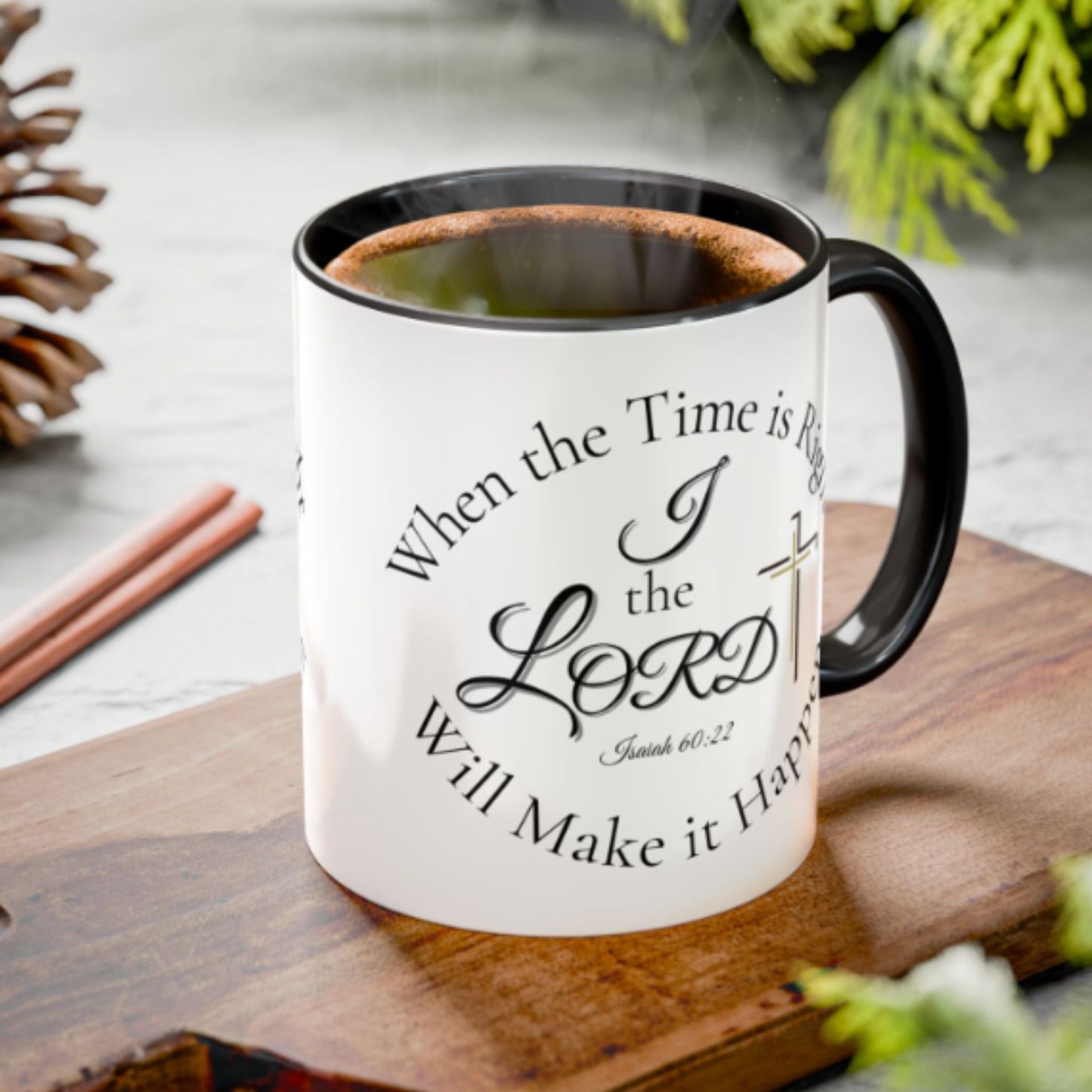 Inspirational Isaiah 60:22 Mug – Two-Tone Christian Coffee Cup