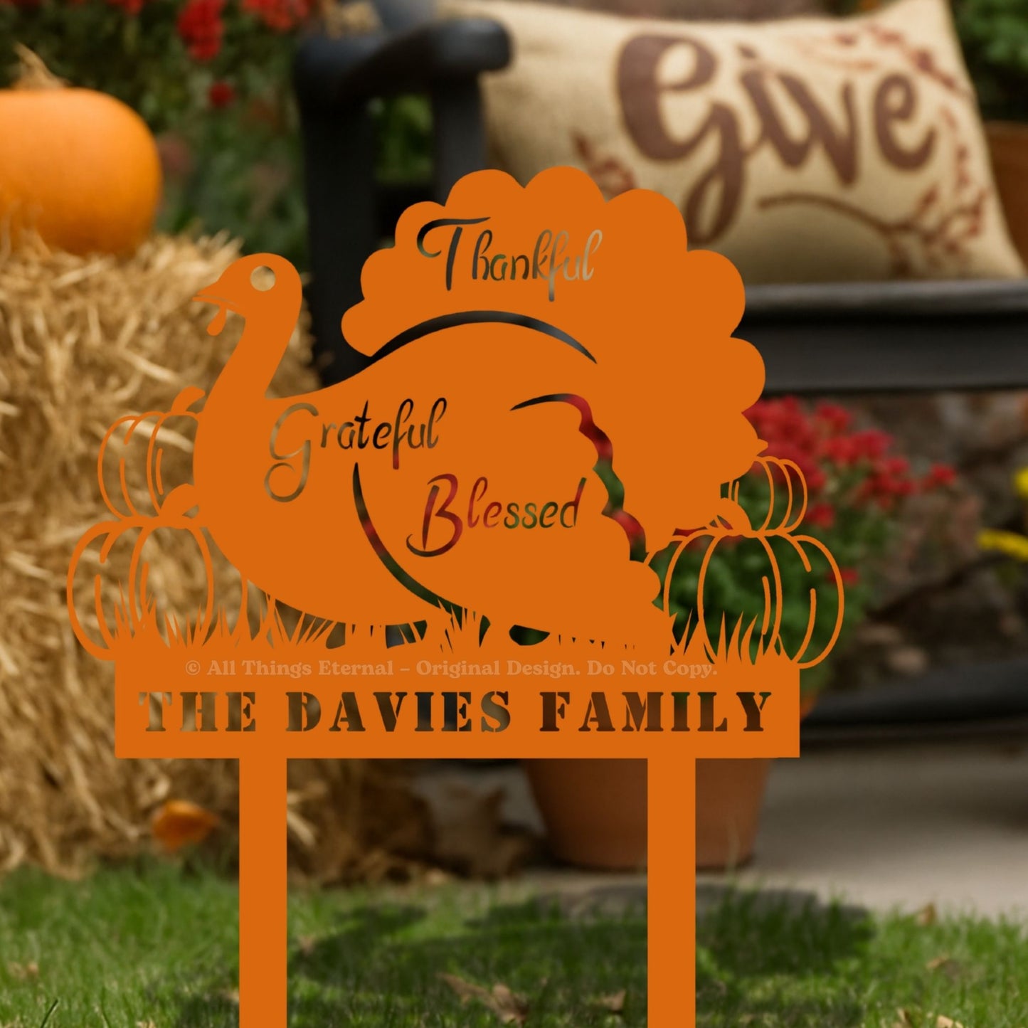 Thankful Grateful Blessed Fall Yard Decoration