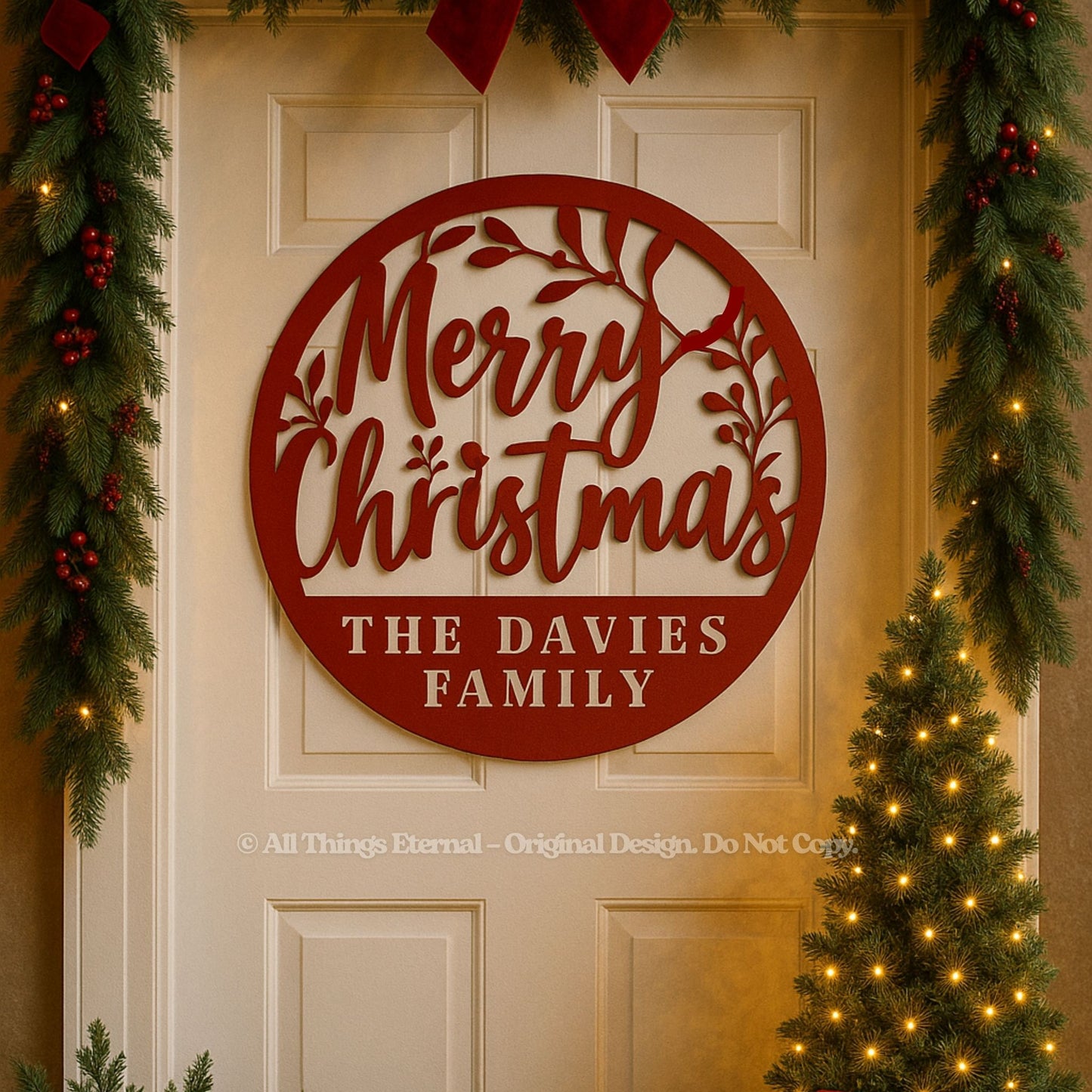 Personalized Christmas Metal Sign | Custom Family Wall Decor