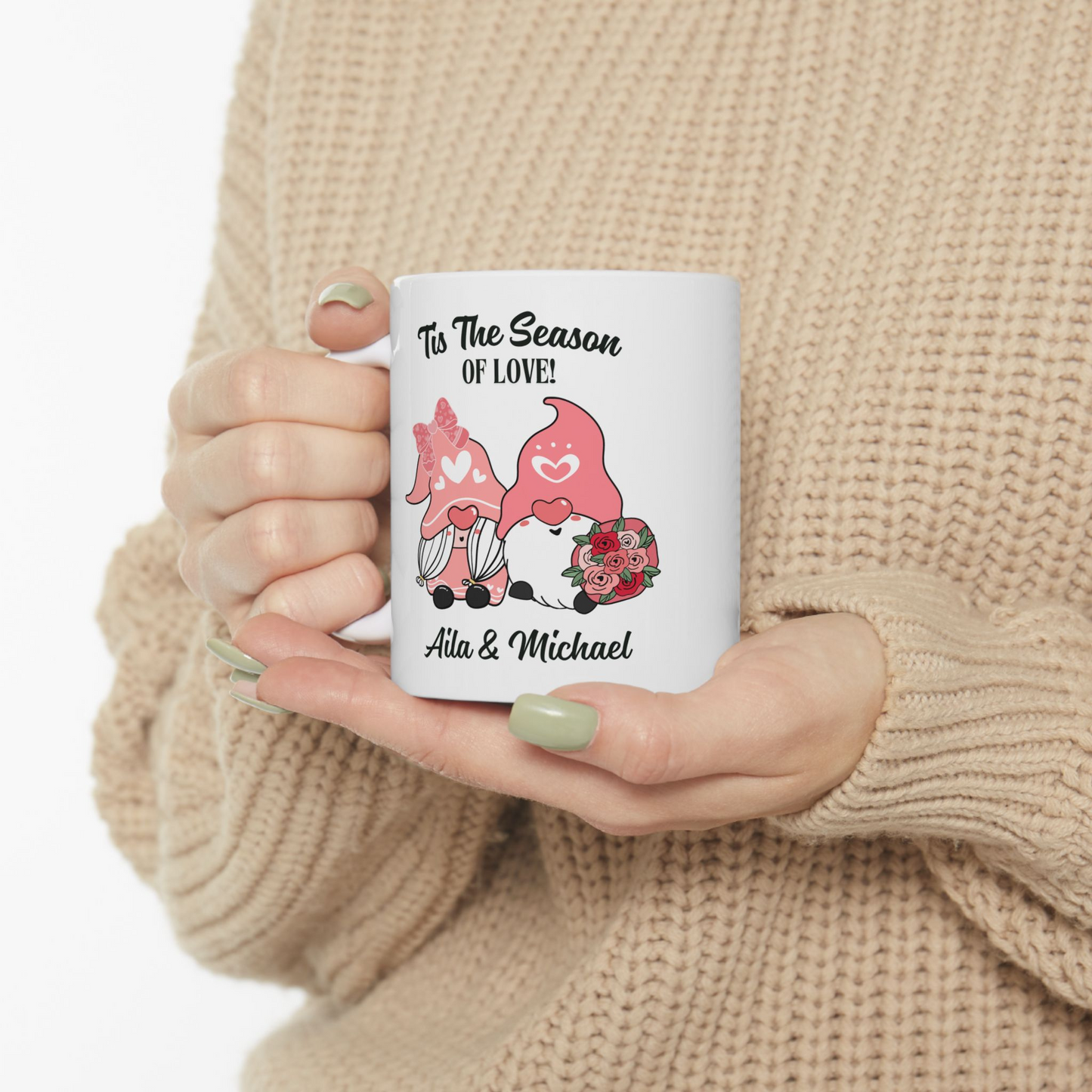 Personalized Gnome Couple Mug 11oz – Cute Custom Coffee Cup Gift