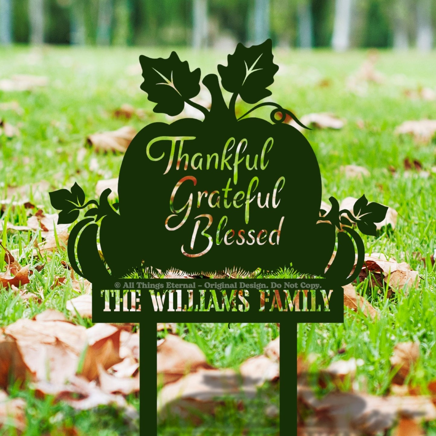 Custom Name Thanksgiving Pumpkin Garden Sign