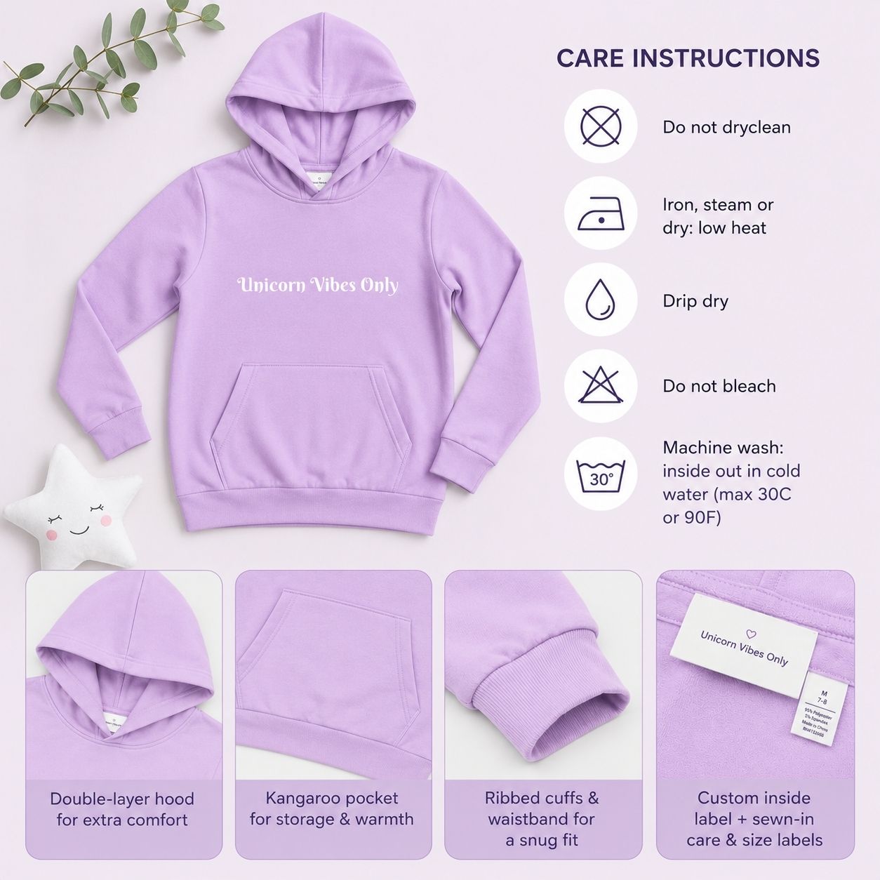Kids Unicorn Hoodie – Magical Rainbow Pullover Hoodie for Girls