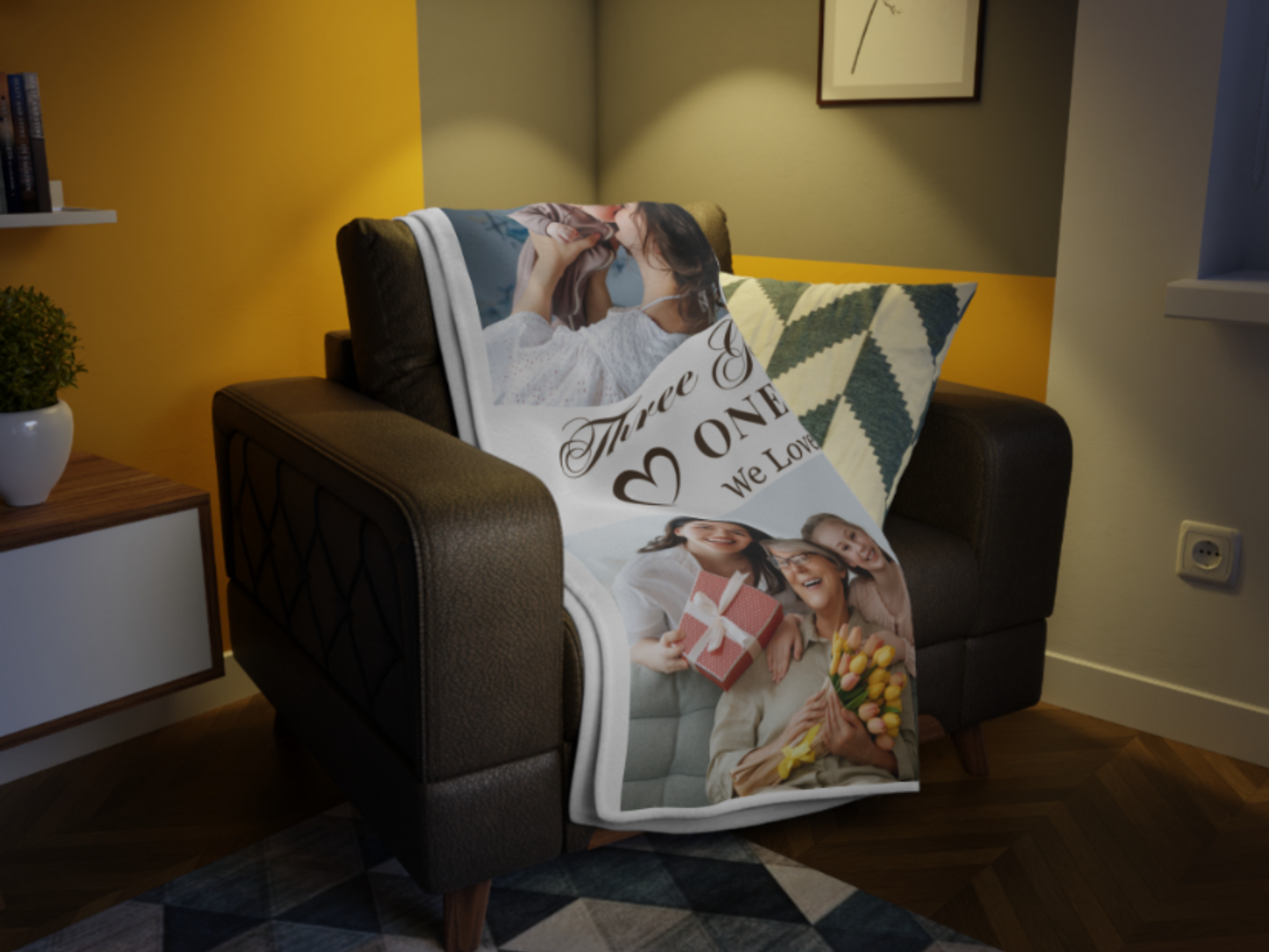 Custom Photo Blanket for Grandma – Three Generations, One Love