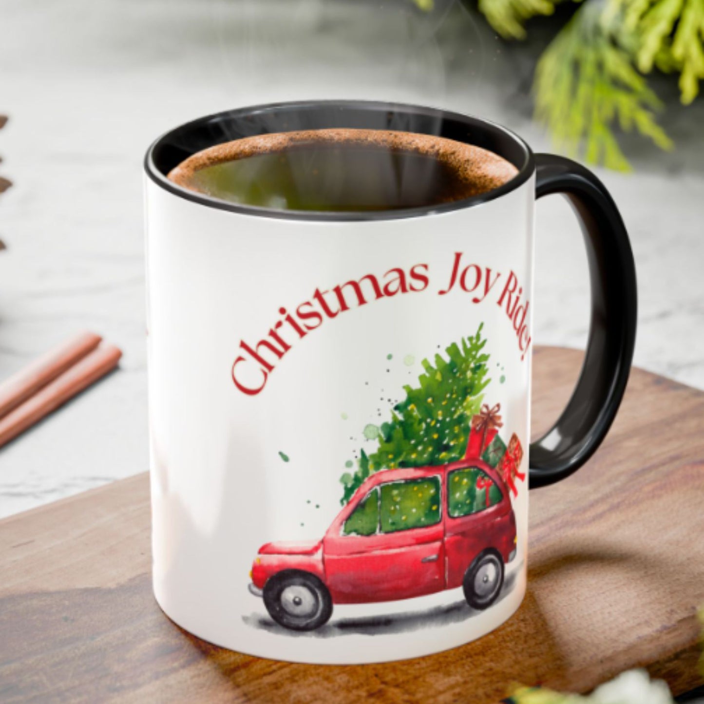 Christmas Joy Ride Mug | Festive Santa Two-Tone Coffee Cup