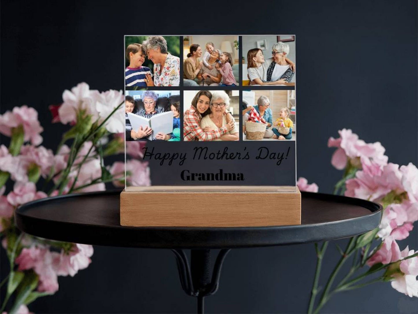 Custom Photo Collage LED Light - Personalized Gift for Grandma