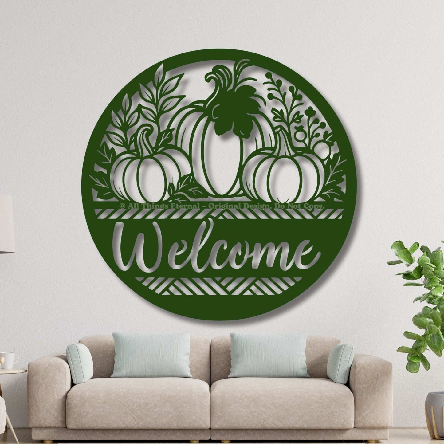 Personalized Pumpkin Welcome Metal Sign