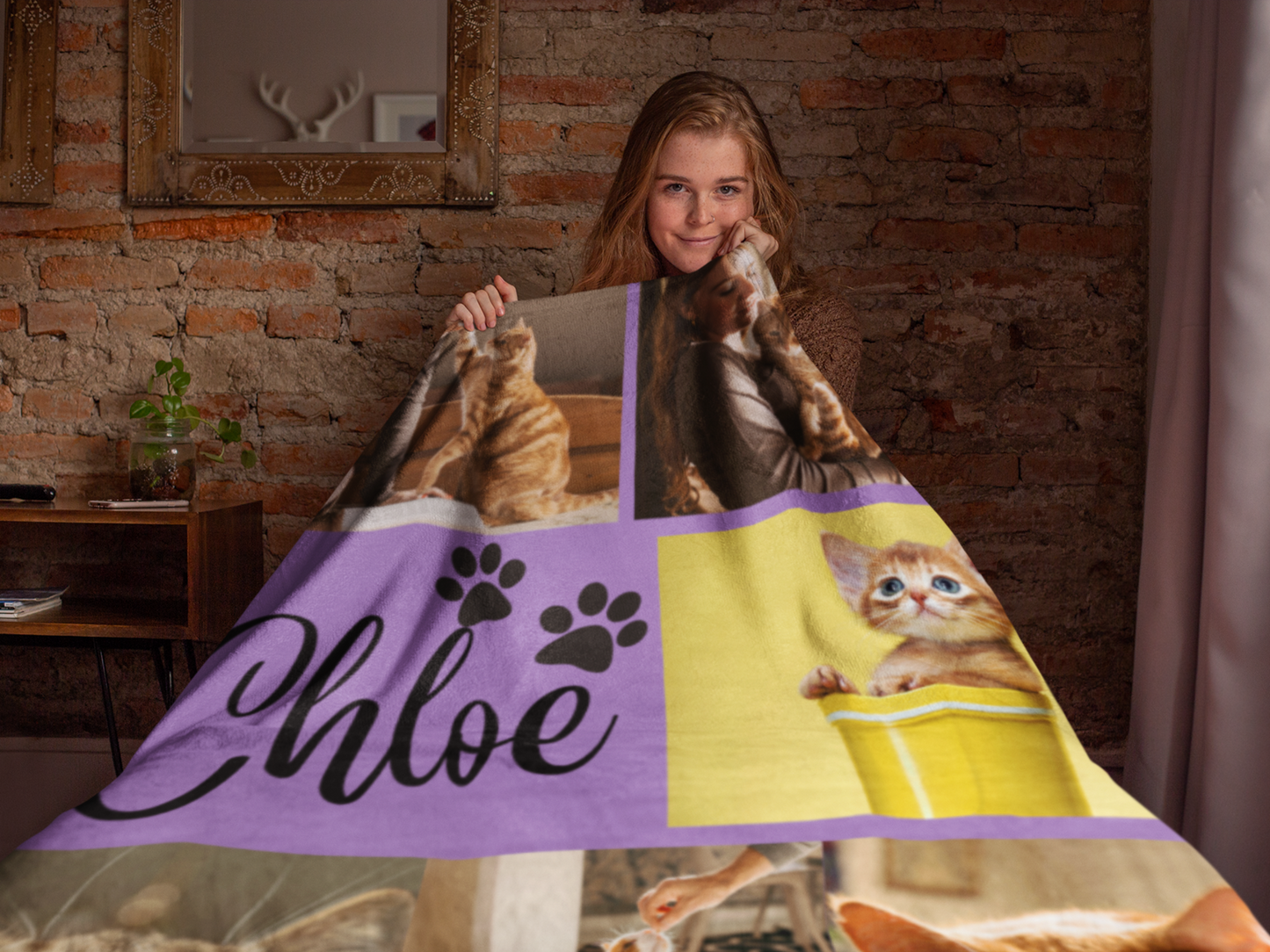 Custom Cat Blanket with Name & Photo – Personalized Pet Gift