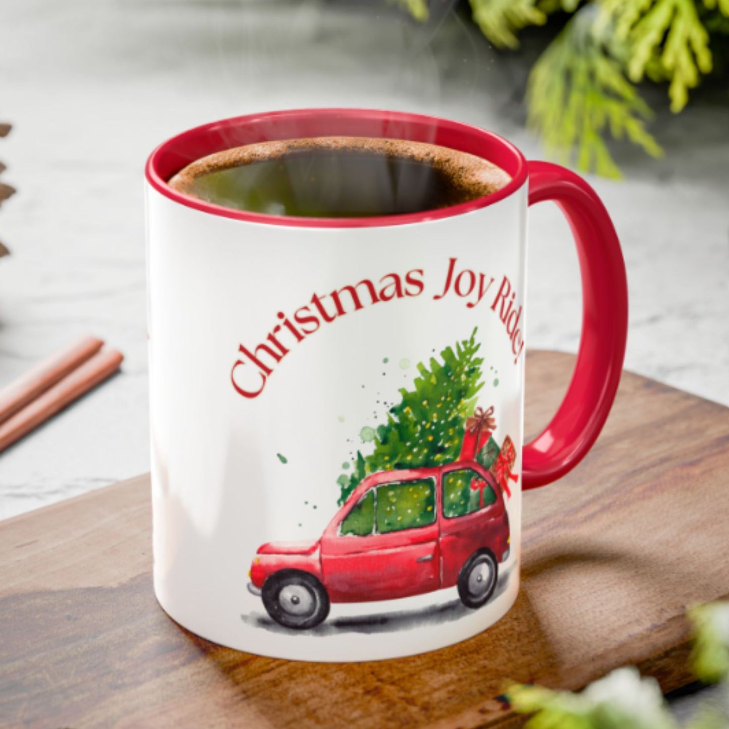 Christmas Joy Ride Mug | Festive Santa Two-Tone Coffee Cup