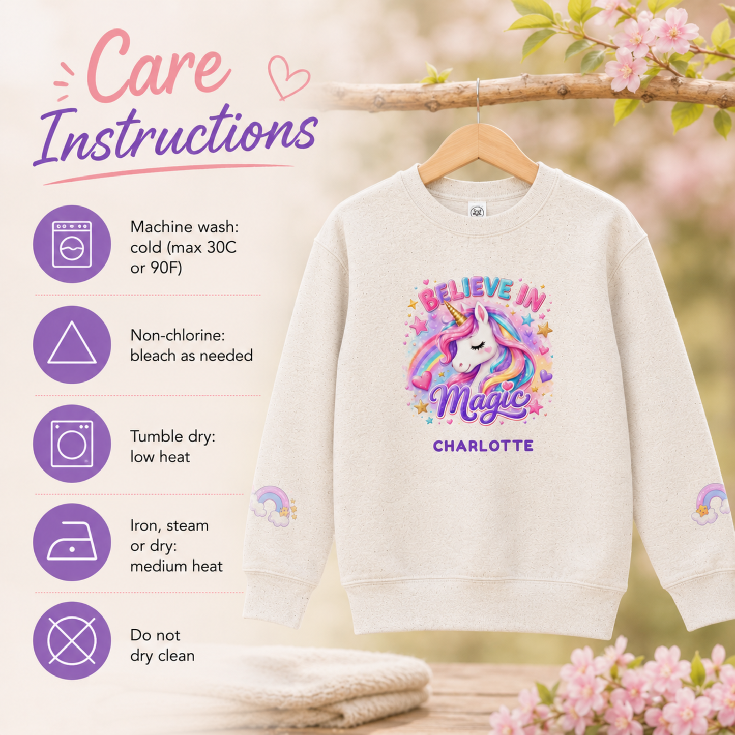 Personalized "Believe in Magic" Unicorn Toddler Crewneck Sweatshirt