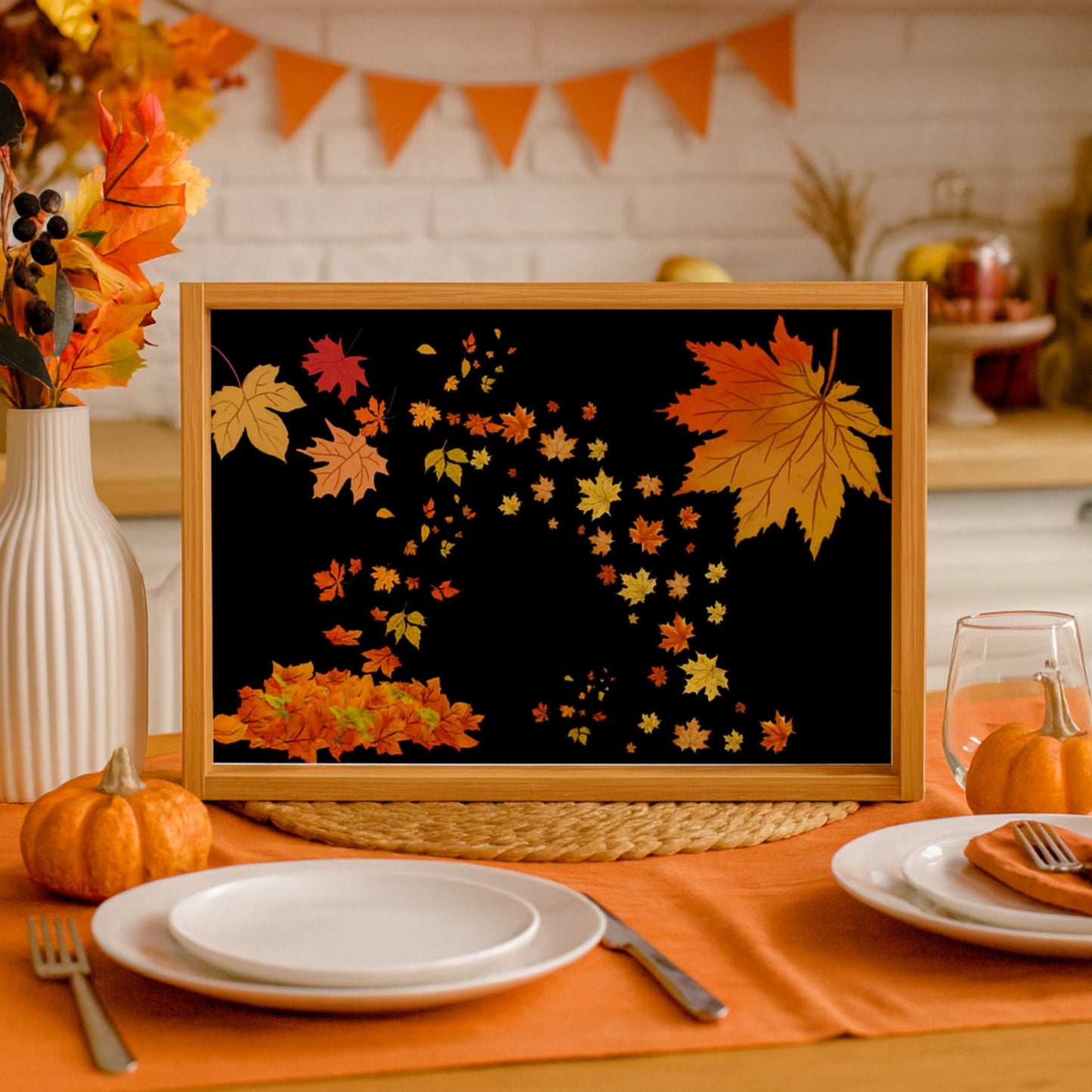 Espresso Black Serving Tray – Autumn Fall Decor, Holiday & Kitchen Gift