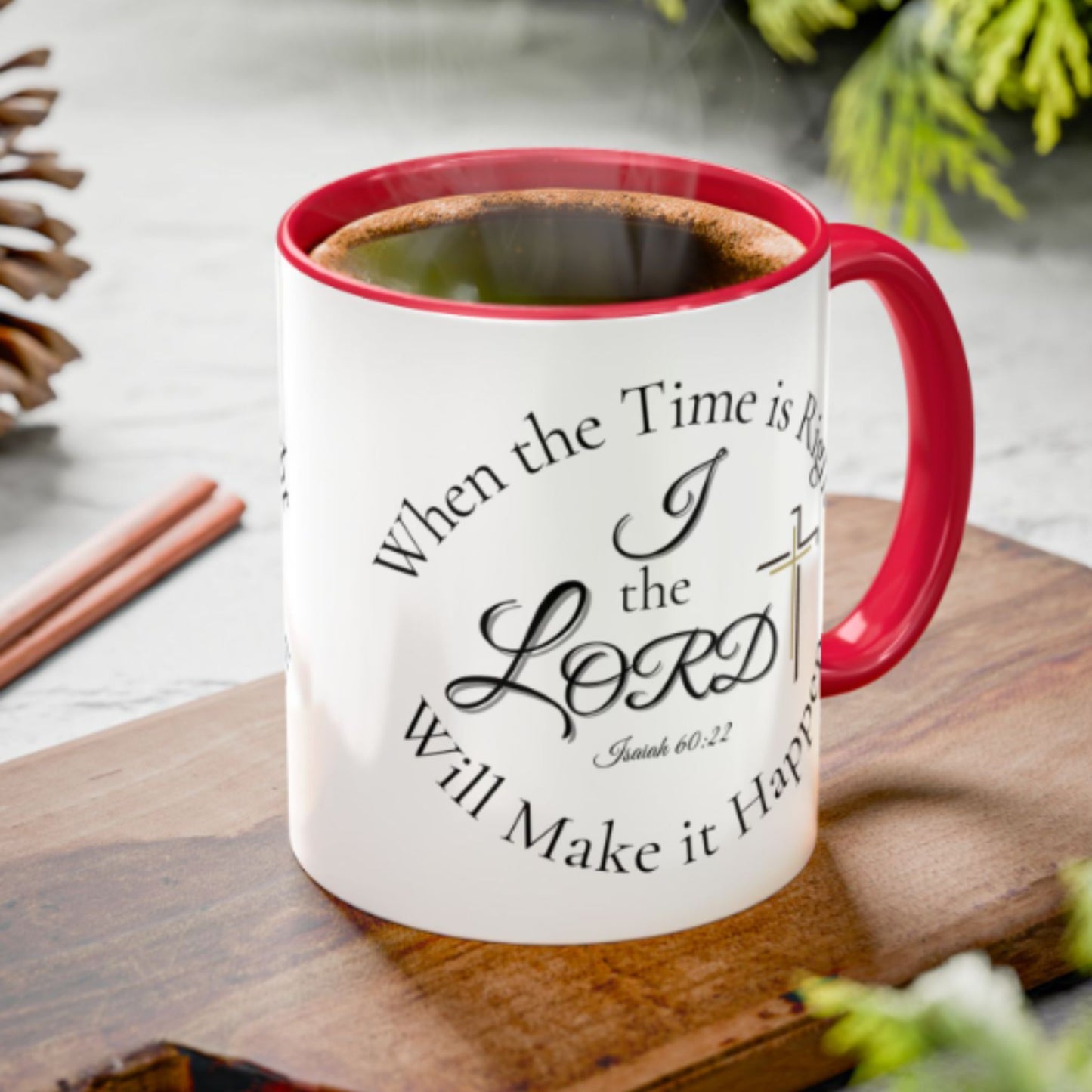 Inspirational Isaiah 60:22 Mug – Two-Tone Christian Coffee Cup