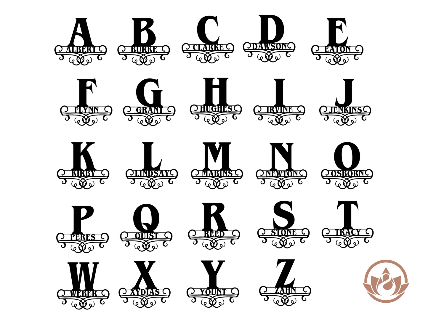 Personalized Family Name Monogram Metal Sign - Custom Wall Art