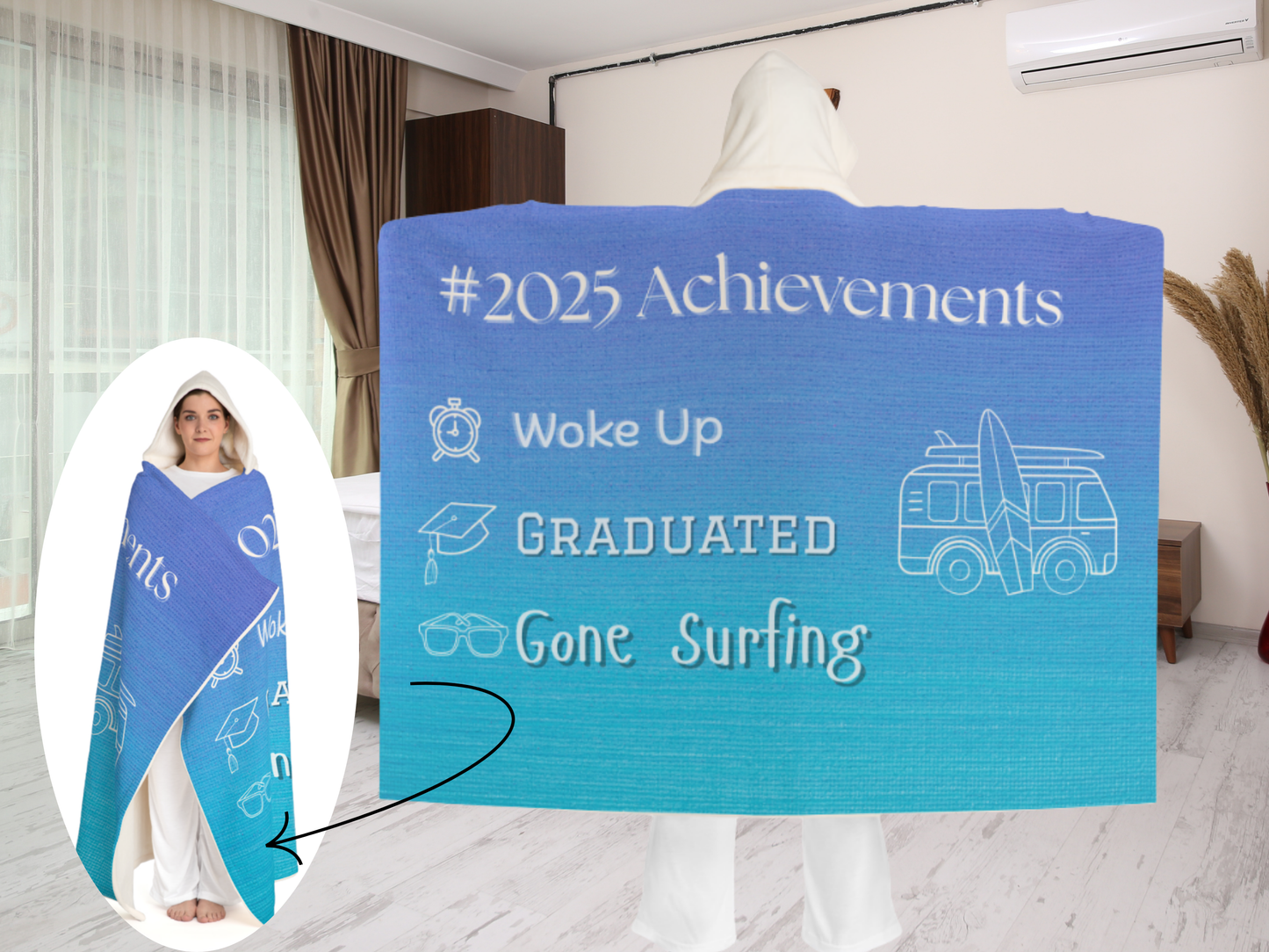 2025 Graduation Hooded Sherpa Blanket – Funny Senior Gift for High School & College Grads