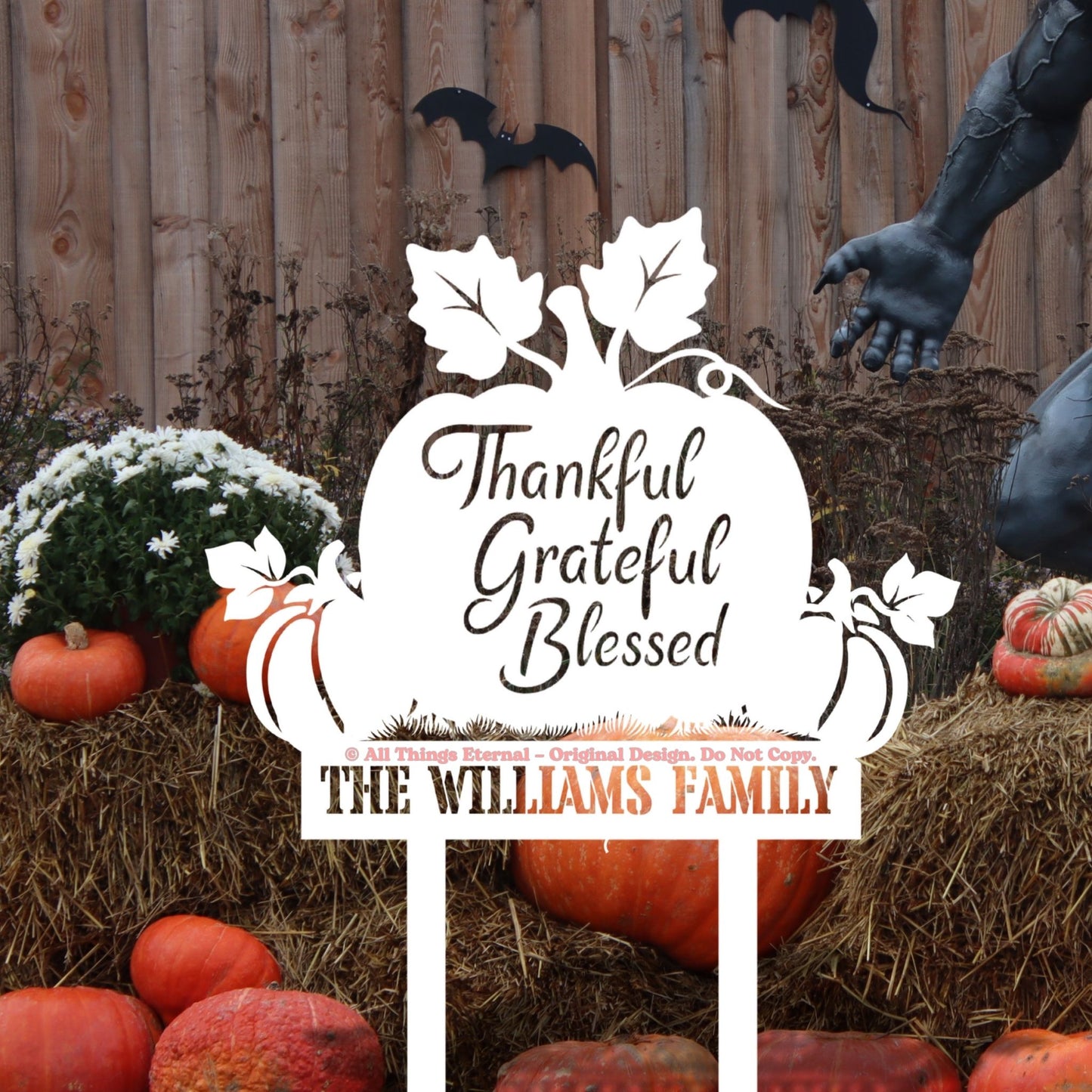 Custom Name Thanksgiving Pumpkin Garden Sign