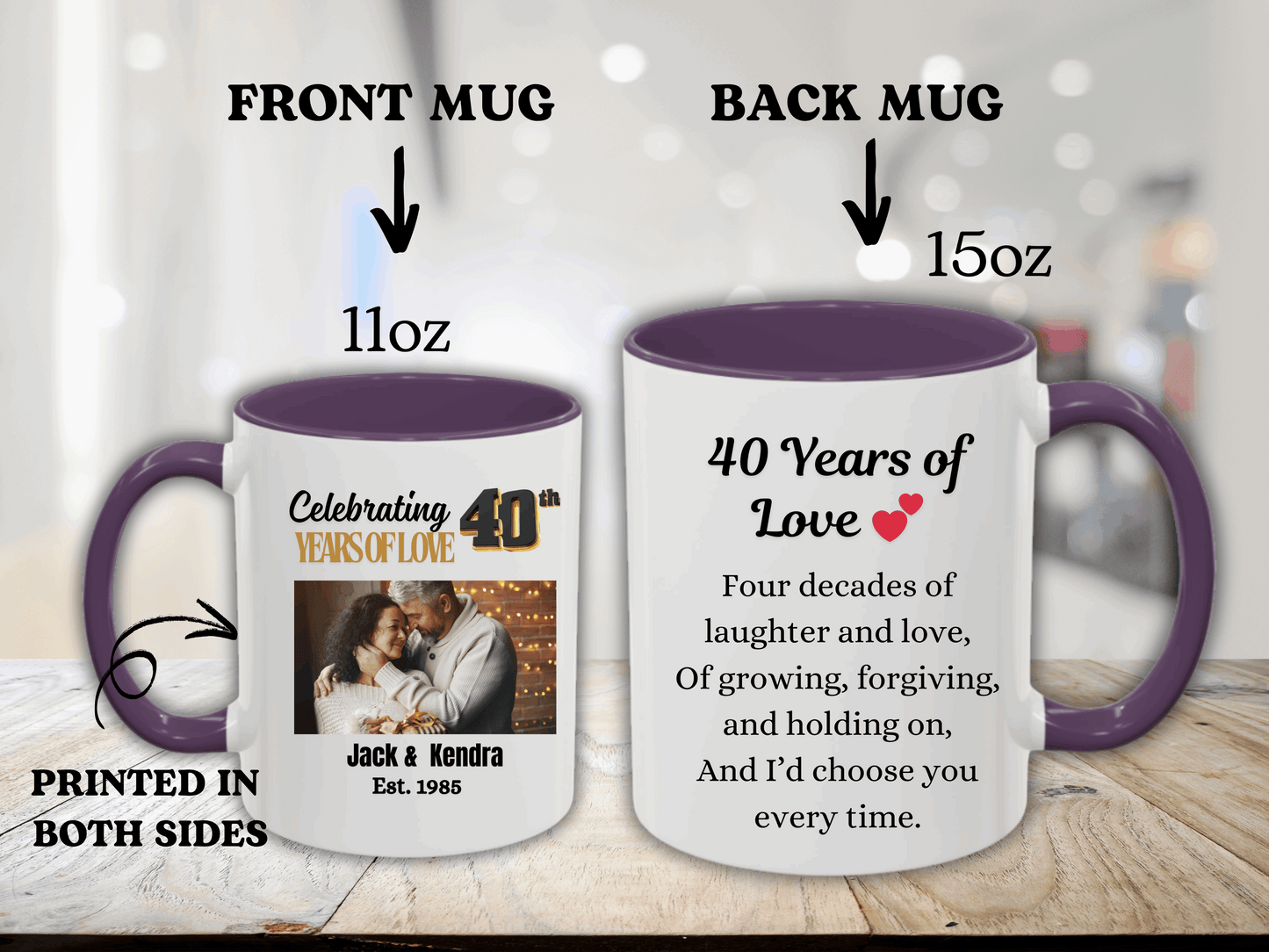 Personalized 40th Wedding Anniversary Photo Coffee Mug