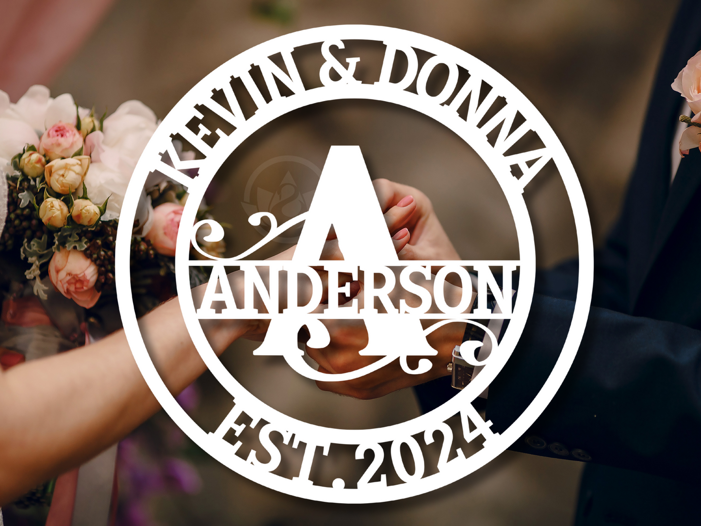 Personalized Family Name Monogram Sign - Custom Wedding Gift