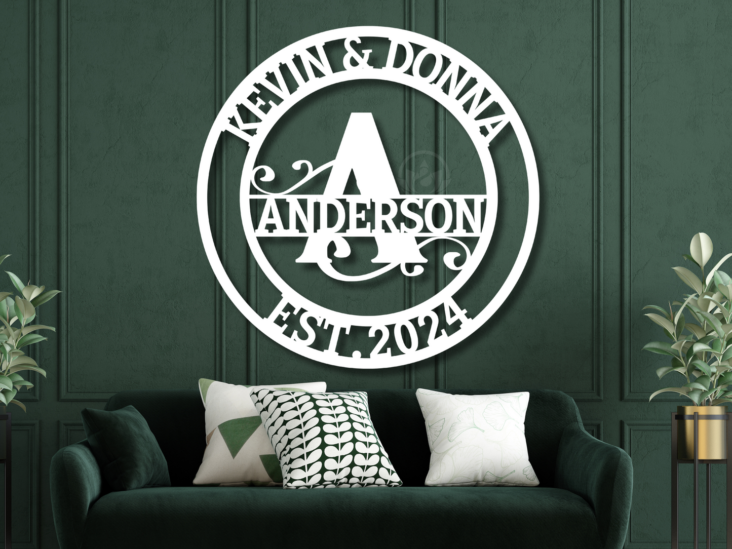 Personalized Family Name Monogram Sign - Custom Wedding Gift