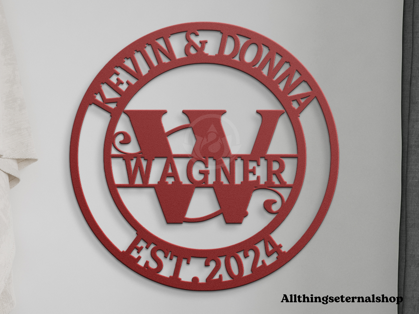 Personalized Family Name Monogram Sign - Custom Wedding Gift