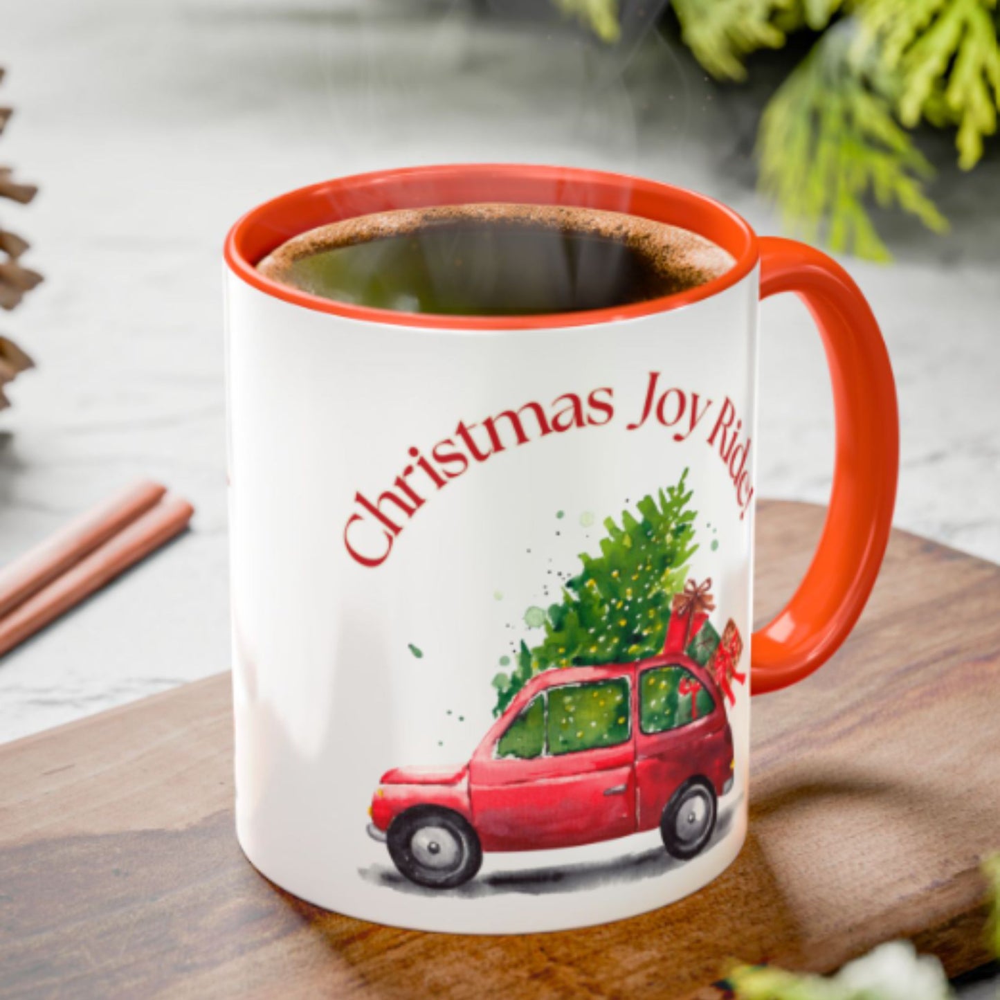Christmas Joy Ride Mug | Festive Santa Two-Tone Coffee Cup