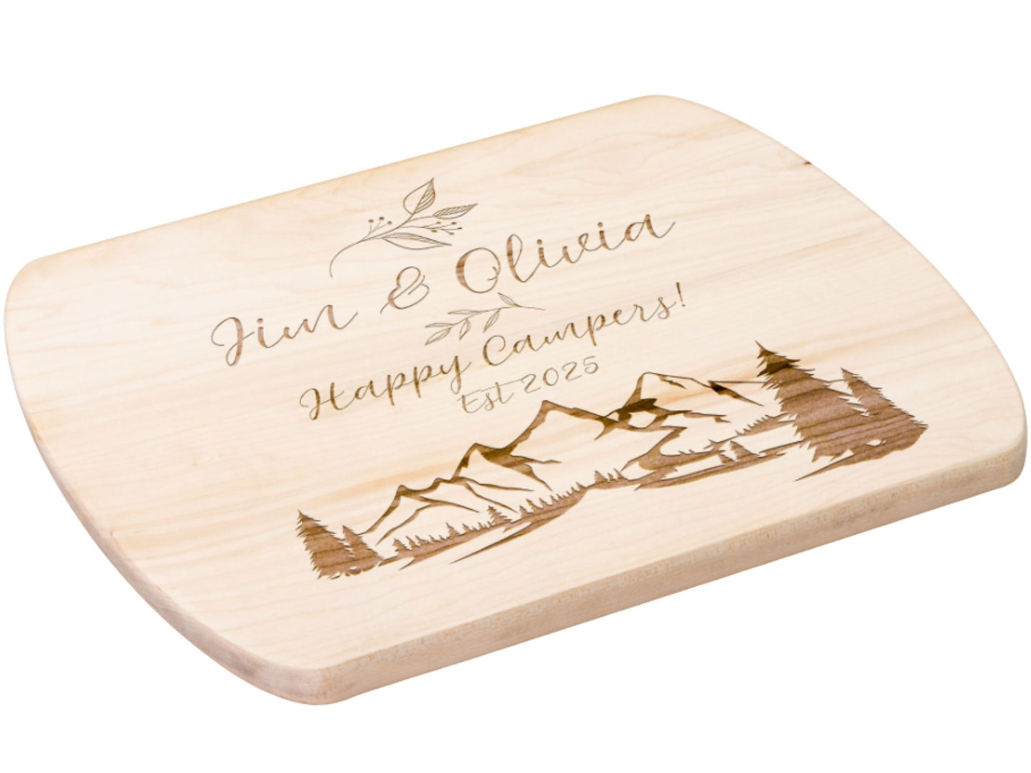 Personalized Camping Couple Cutting Board – Happy Campers Wedding Gifts