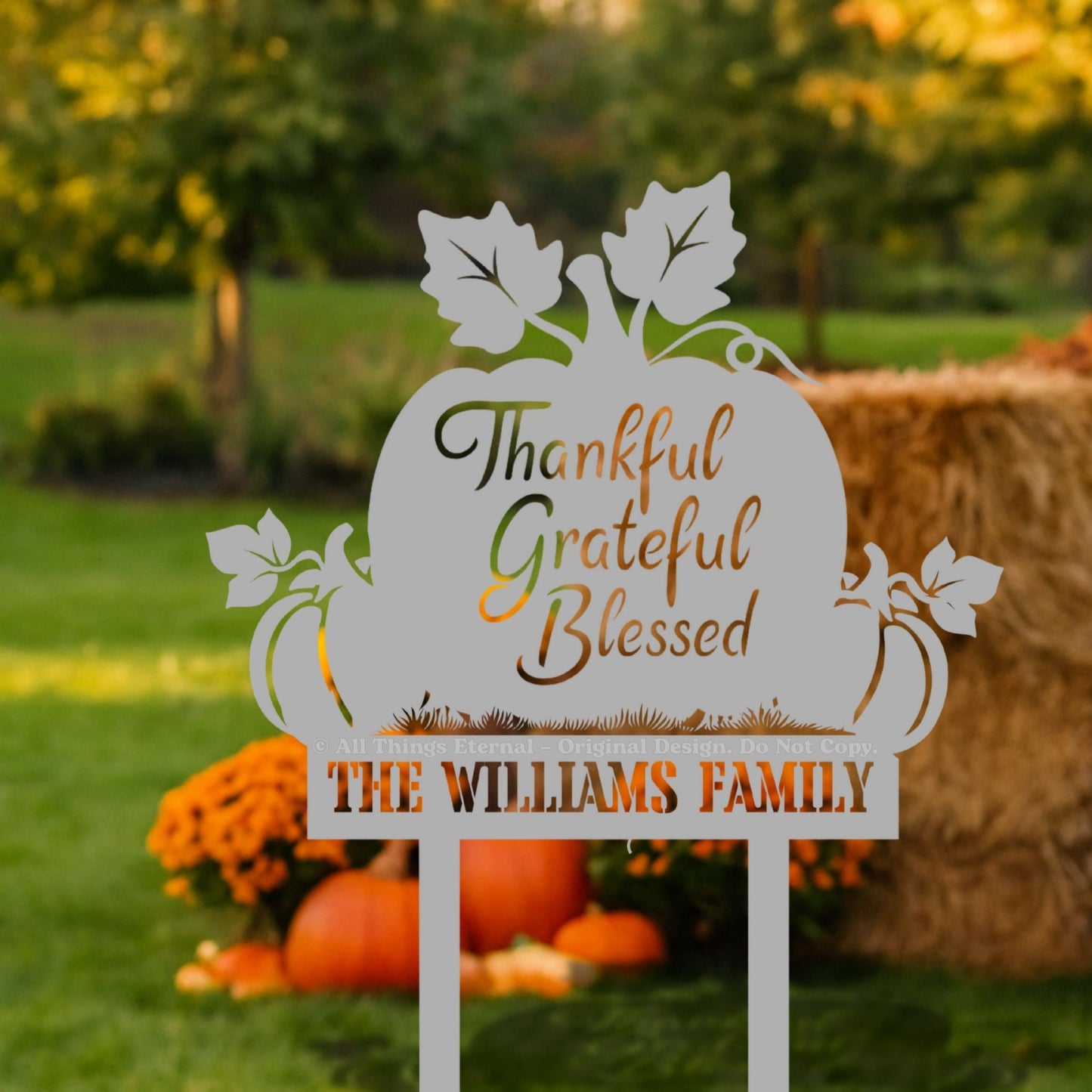 Custom Name Thanksgiving Pumpkin Garden Sign
