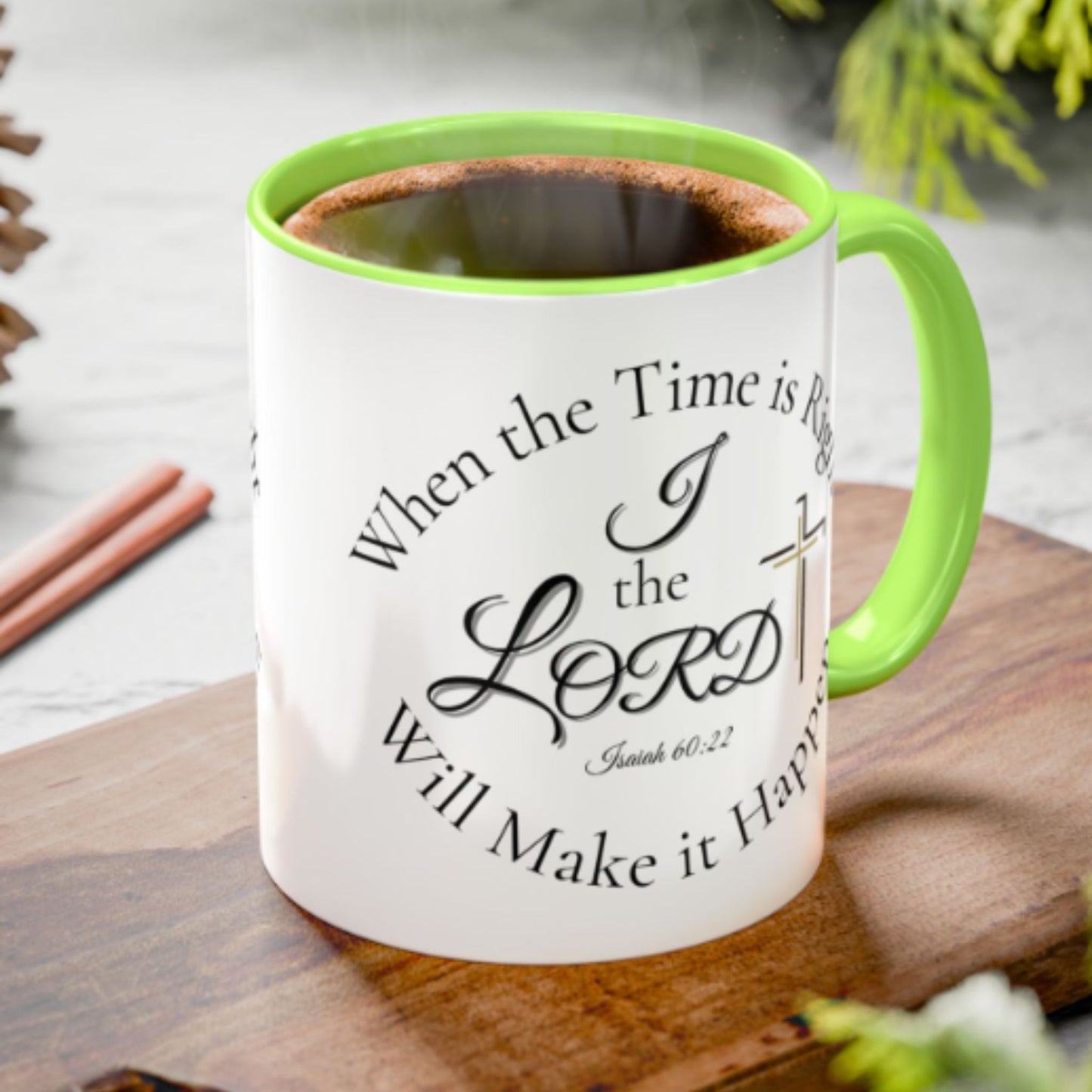 Inspirational Isaiah 60:22 Mug – Two-Tone Christian Coffee Cup