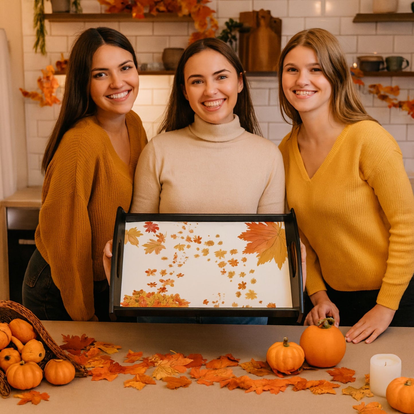 Autumn-Themed Serving Tray – Fall Decor, Thanksgiving Platter, Holiday Gift
