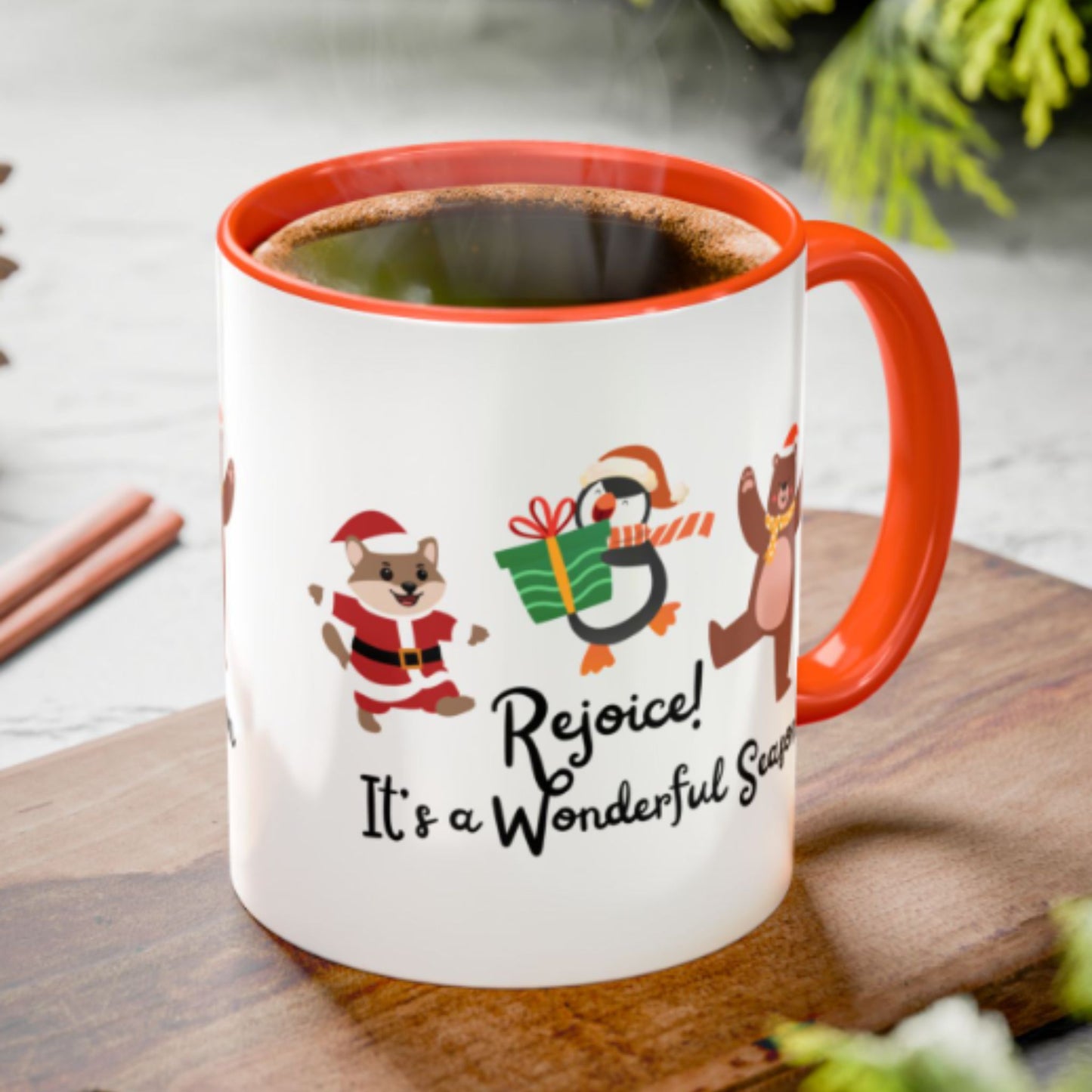 Rejoice Holiday Mug | Festive Christmas Coffee Cup | Joyful Winter Gift