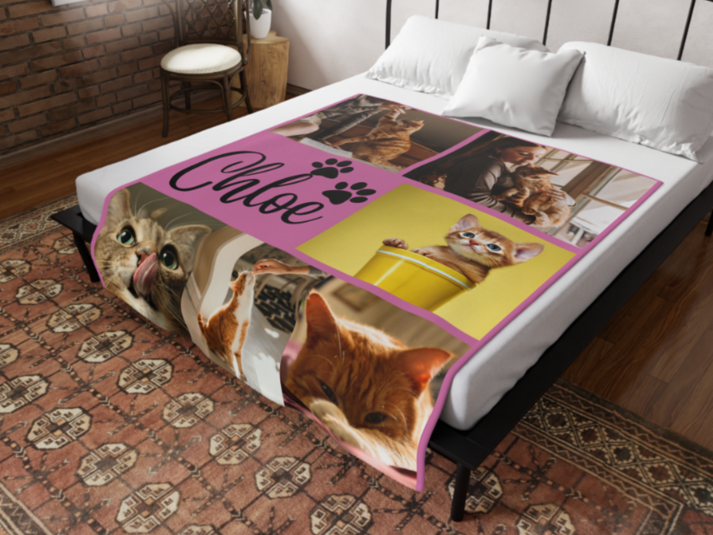 Custom Cat Blanket with Name & Photo – Personalized Pet Gift
