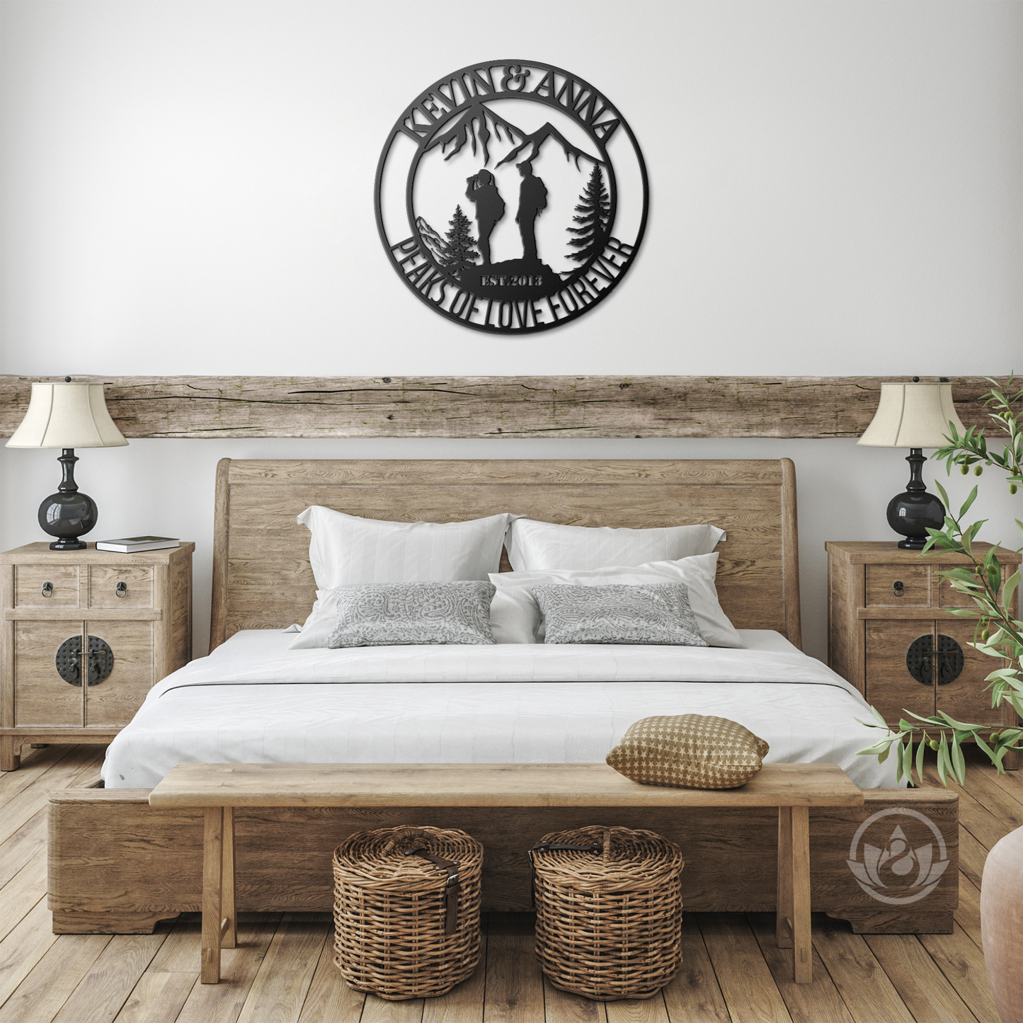 Peaks of Love Forever Metal Wall Art - Custom Mountain Couple's Gift Sign