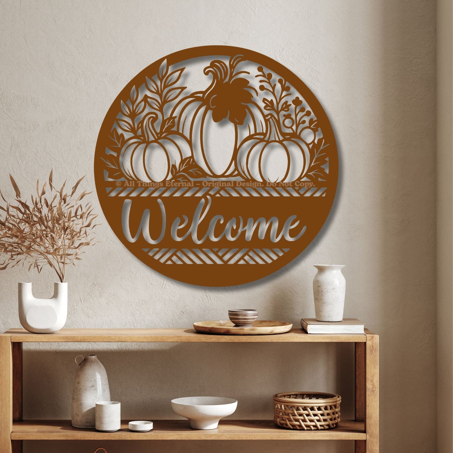 Personalized Pumpkin Welcome Metal Sign