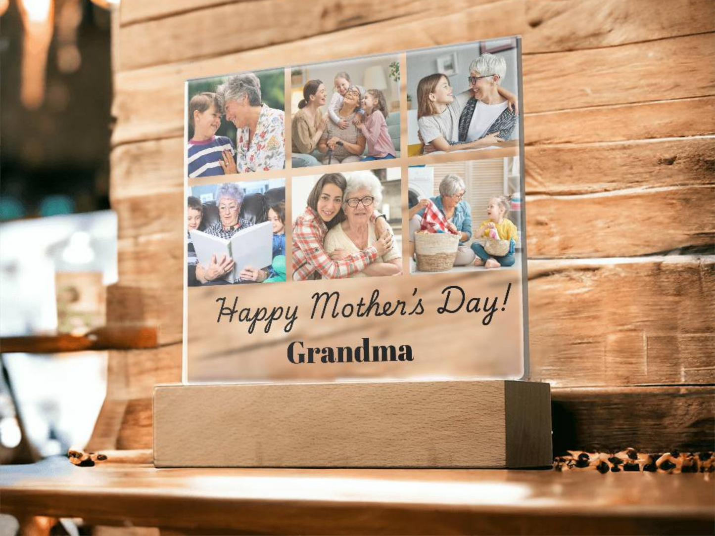 Custom Photo Collage LED Light - Personalized Gift for Grandma