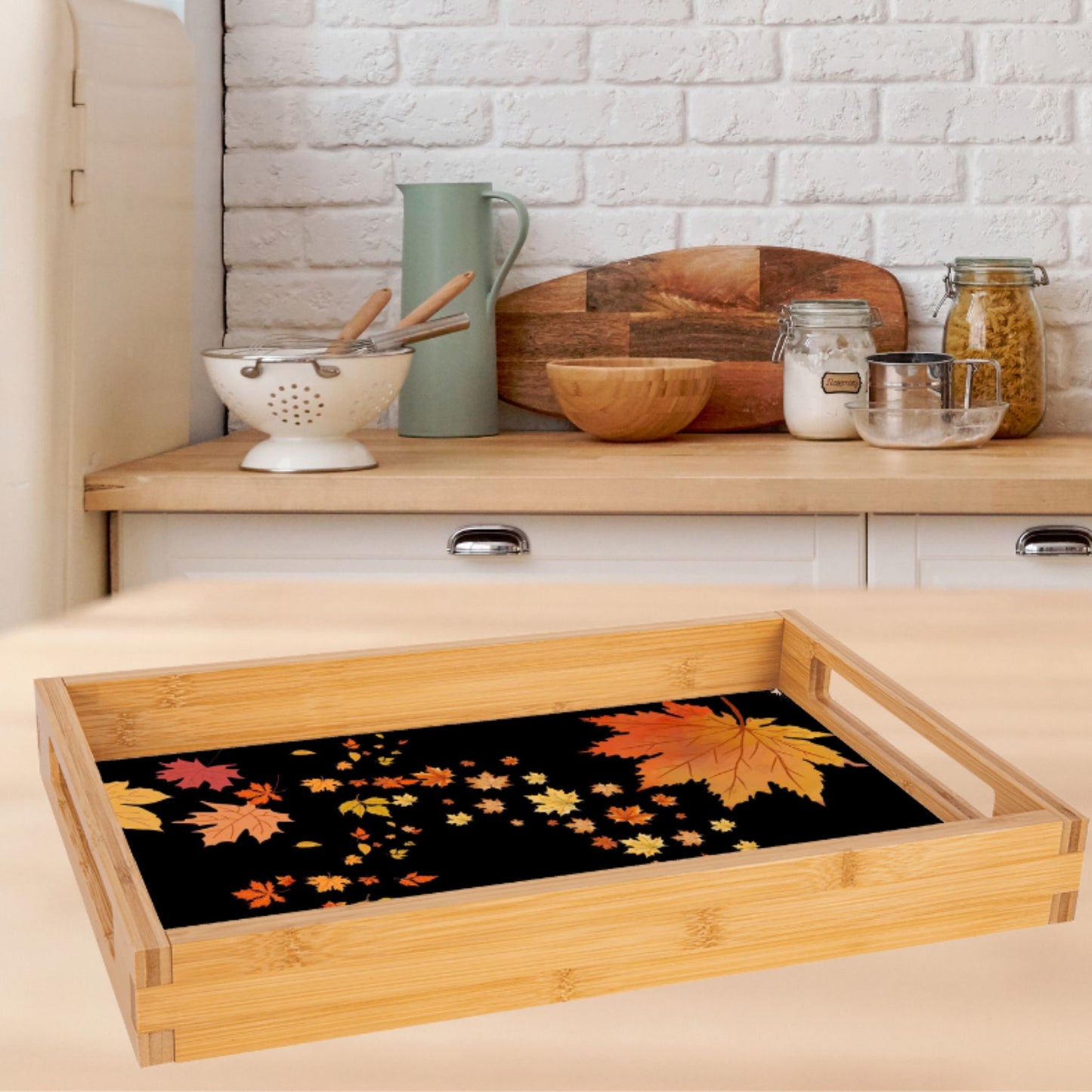 Espresso Black Serving Tray – Autumn Fall Decor, Holiday & Kitchen Gift