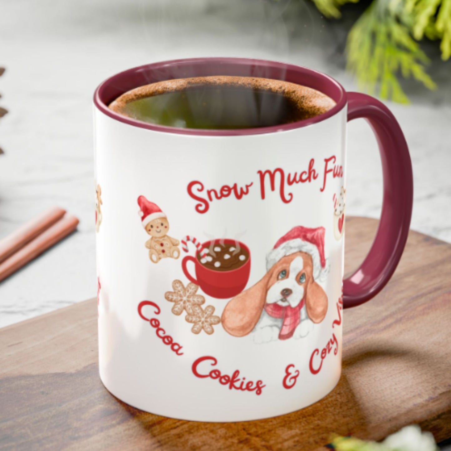 Snow Much Fun Holiday Mug | Festive Two-Tone Christmas Coffee Cup
