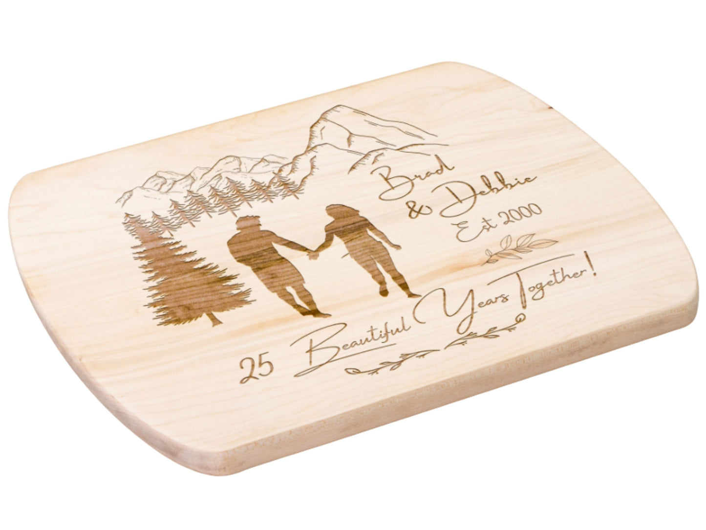 Personalized 25 Years Together Cutting Board- Custom Anniversary Gift for Couple Outdoorsy