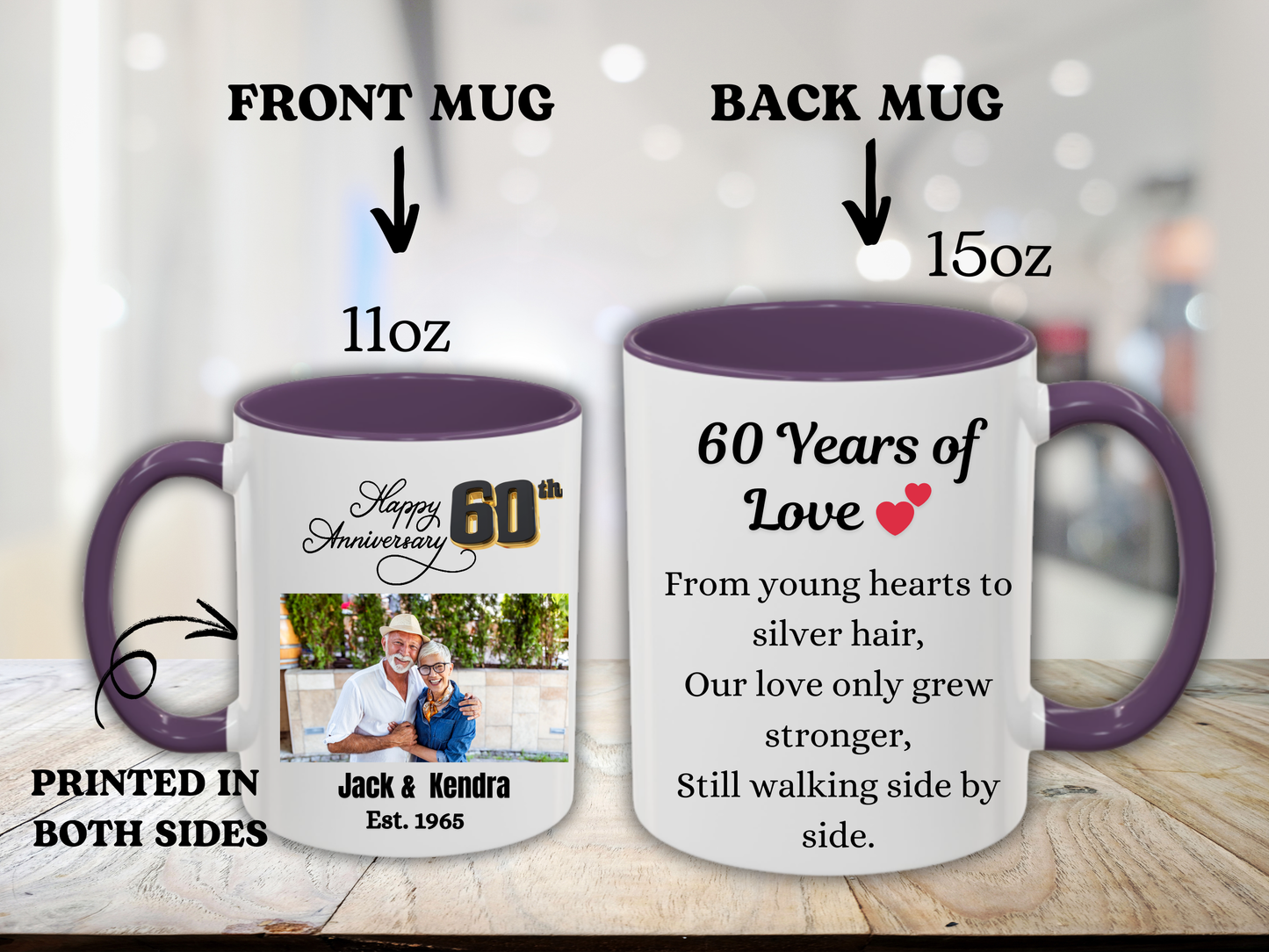 Custom 60th Anniversary Photo Mug Wedding Gifts