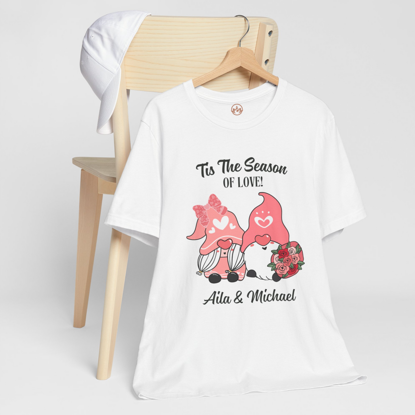 Personalized Gnome Love Tee – Custom Couple's Name Shirt for Love
