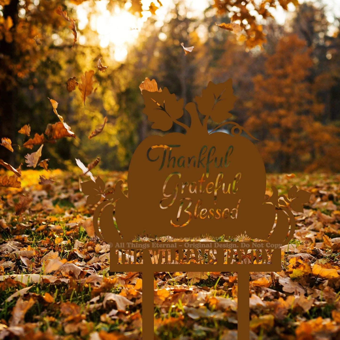Custom Name Thanksgiving Pumpkin Garden Sign