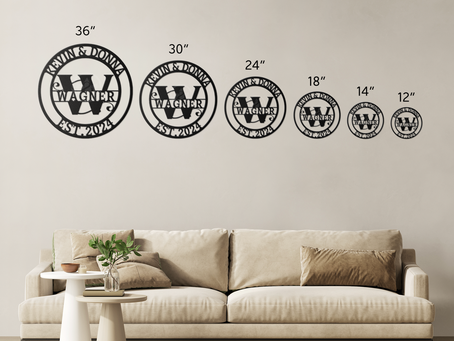 Personalized Family Name Monogram Sign - Custom Wedding Gift