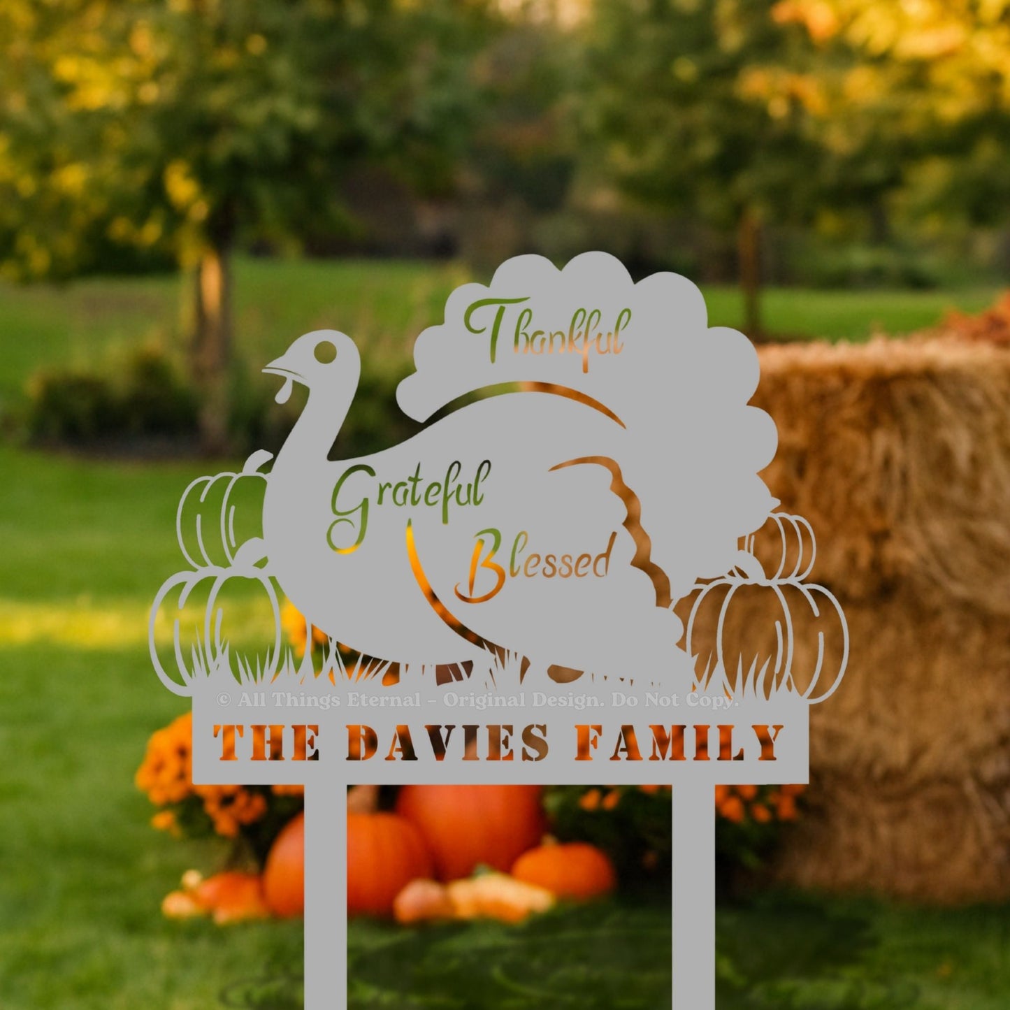 Thankful Grateful Blessed Fall Yard Decoration