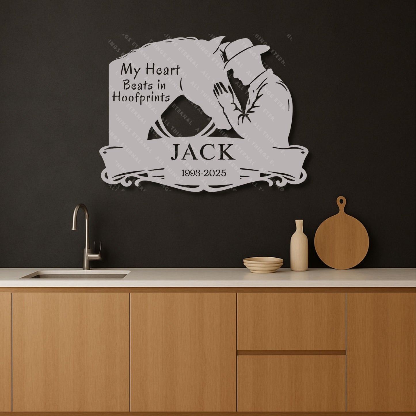 Custom Name Horse Memorial Metal Sign – My Heart Beats in Hoofprints