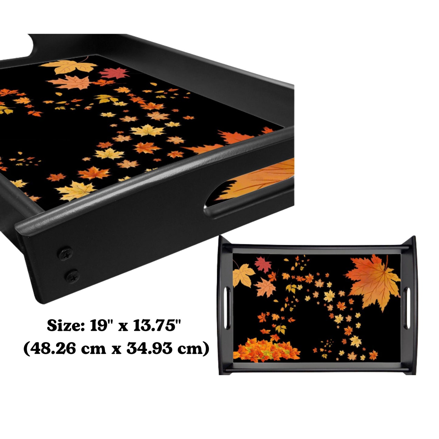 Espresso Black Serving Tray – Autumn Fall Decor, Holiday & Kitchen Gift