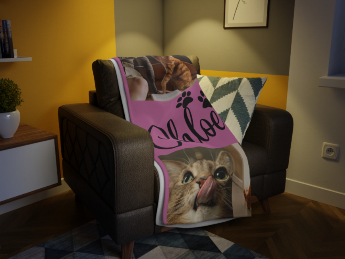 Custom Cat Blanket with Name & Photo – Personalized Pet Gift