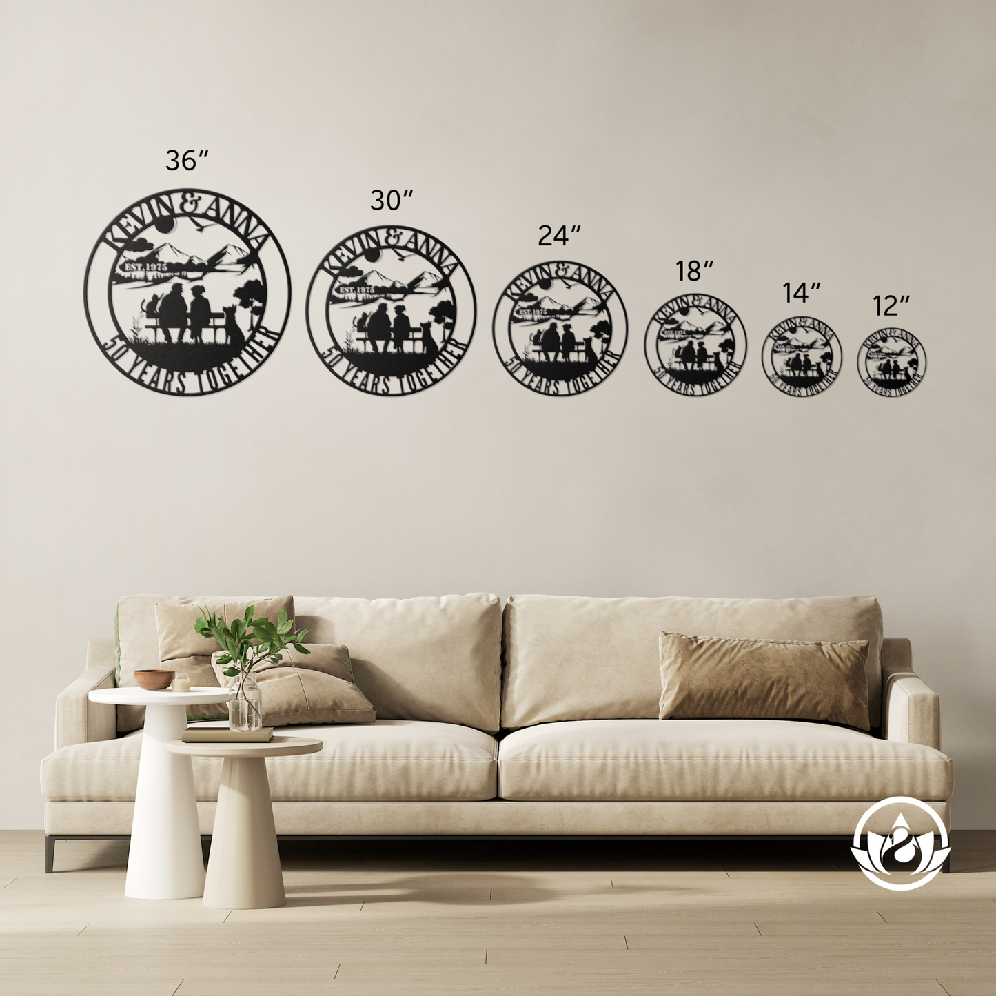 50th Anniversary Gift for Parents - Custom Golden Wedding Metal Sign