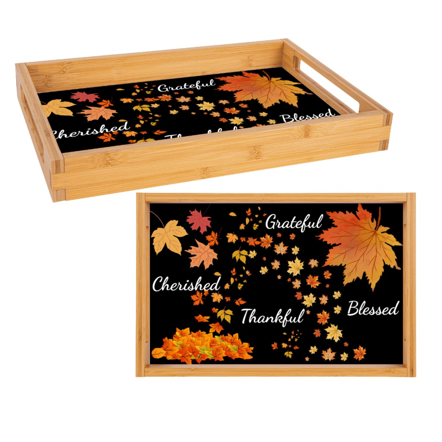 Autumn Espresso Black Serving Tray – Fall Decor, Thanksgiving Gift