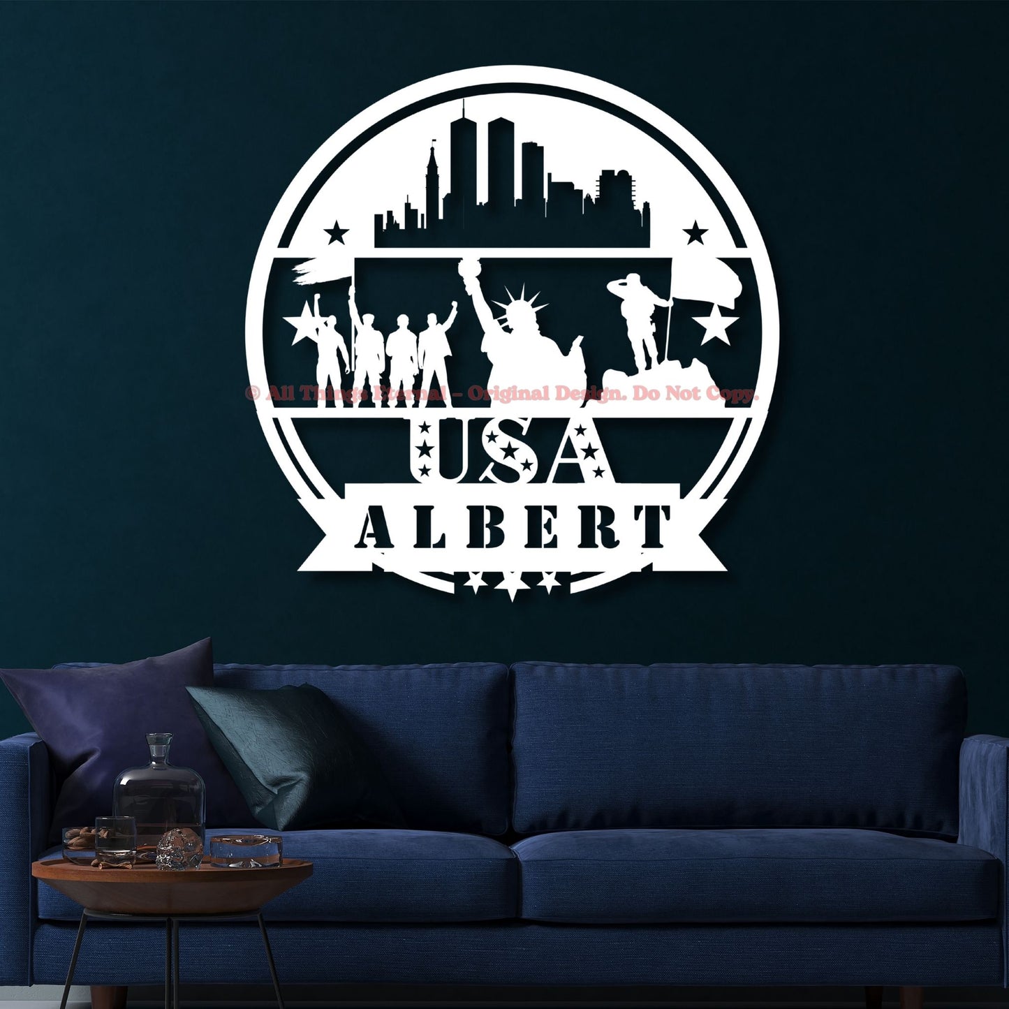 Personalized Patriotic Veterans Metal Wall Sign