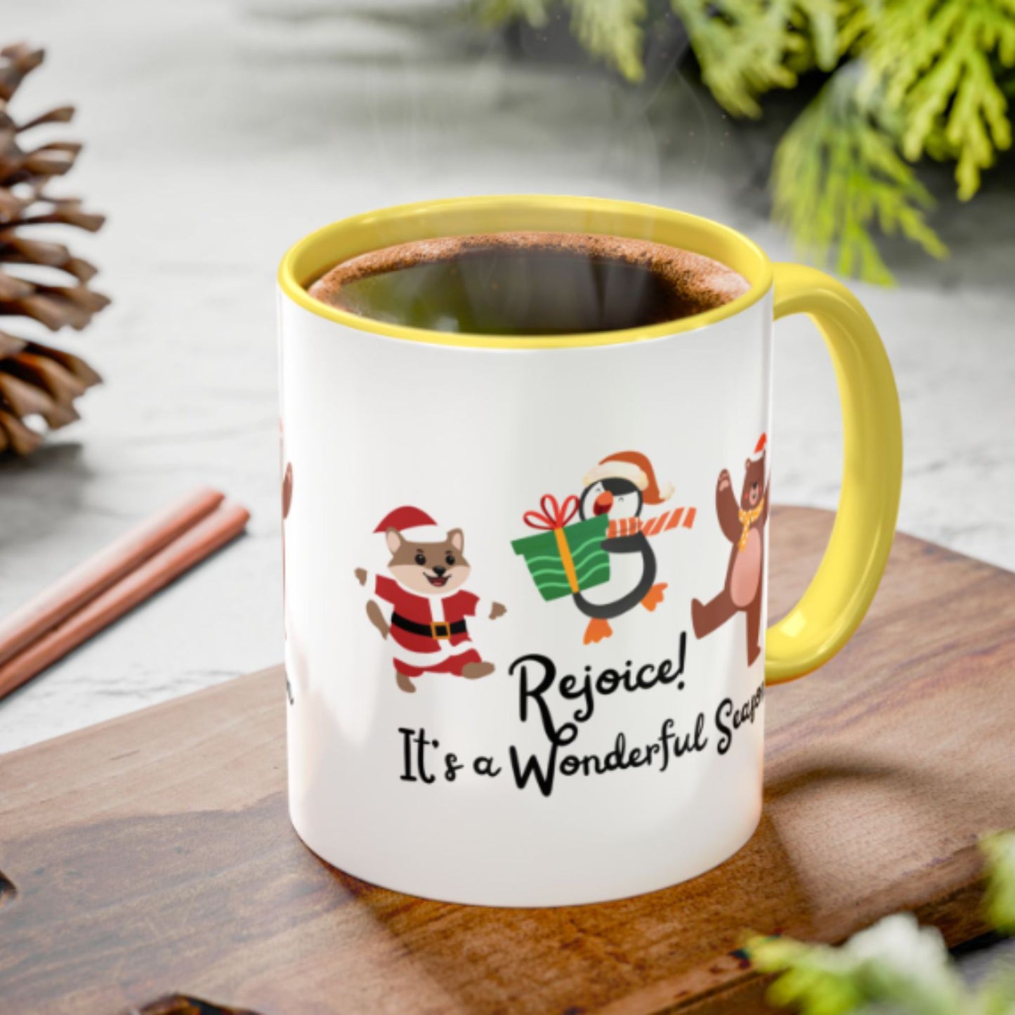 Rejoice Holiday Mug | Festive Christmas Coffee Cup | Joyful Winter Gift