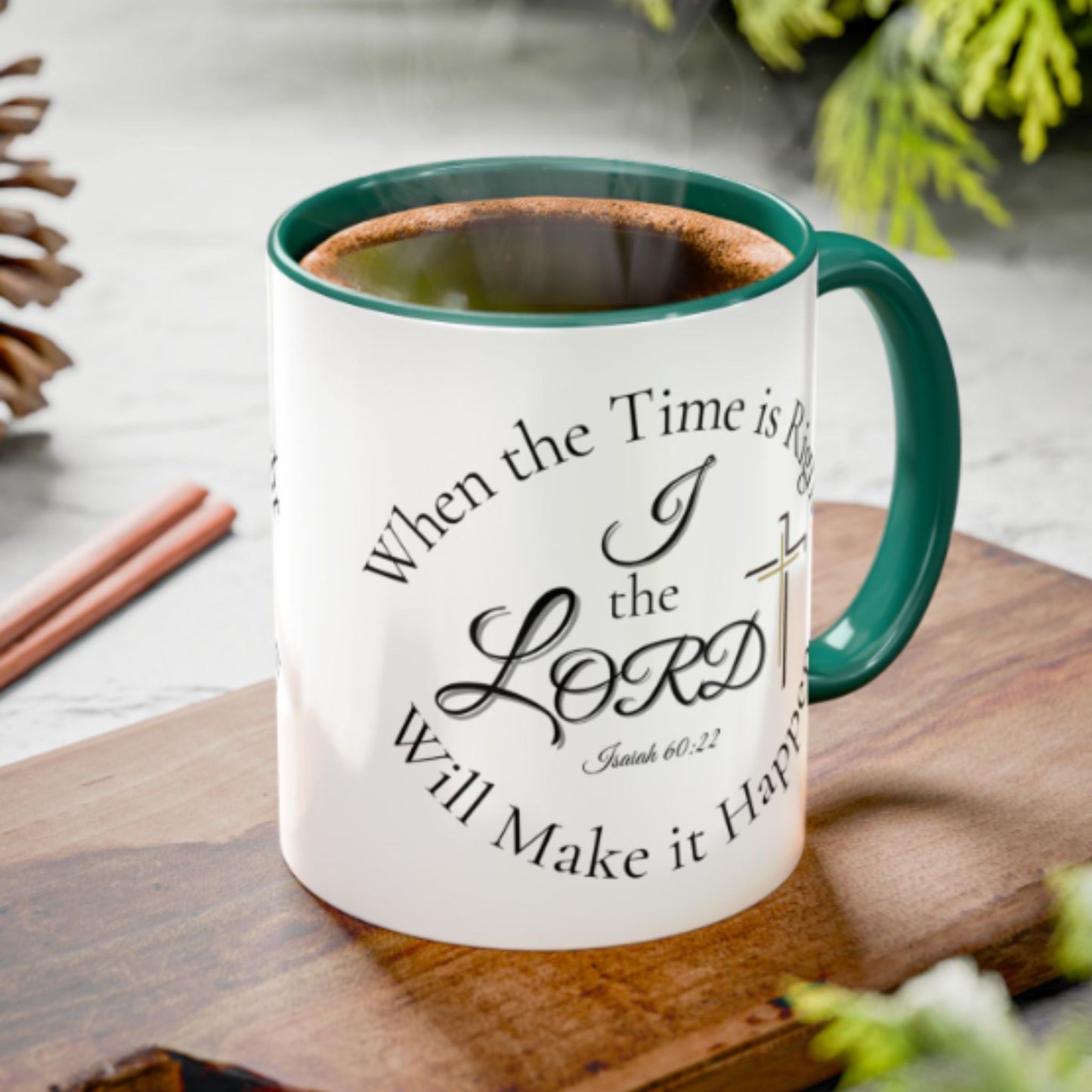 Inspirational Isaiah 60:22 Mug – Two-Tone Christian Coffee Cup
